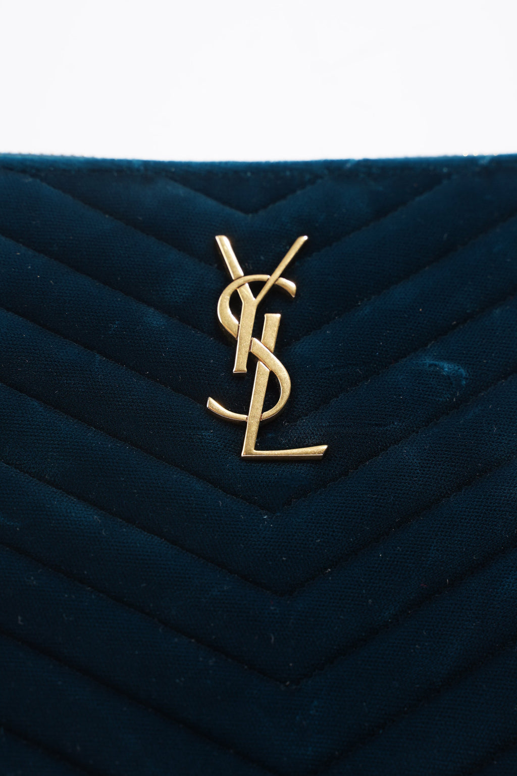 Saint Laurent Chevron Strap Turqoise Velvet