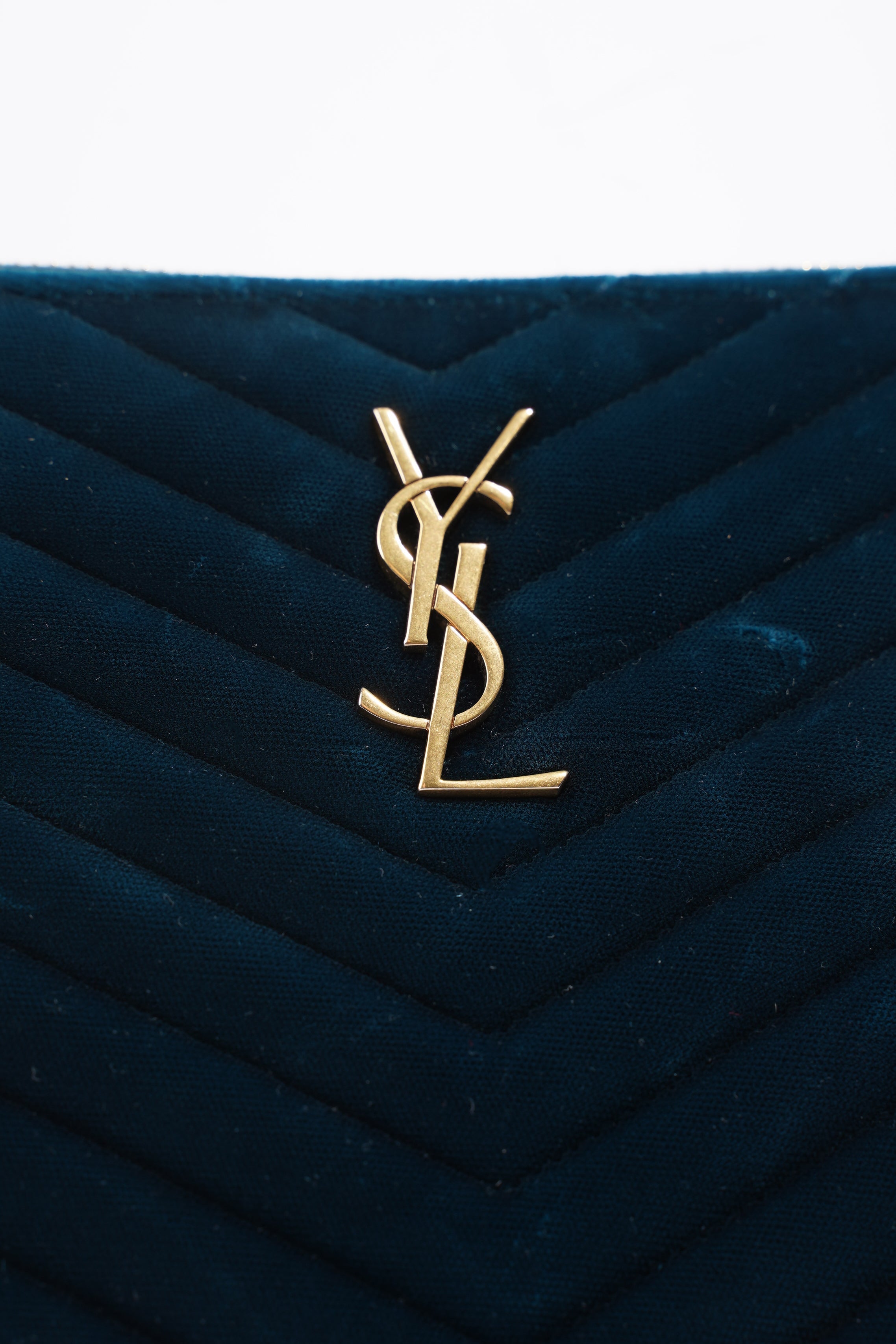 Saint Laurent Chevron Strap Turqoise Velvet