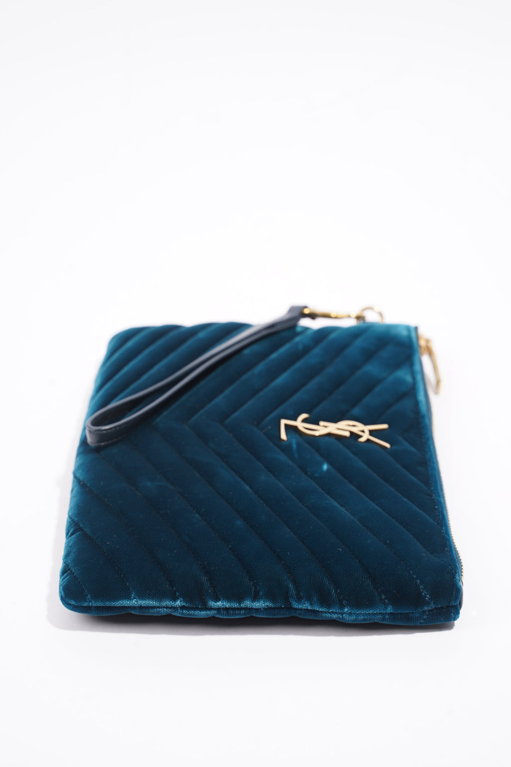 Saint Laurent Chevron Strap Turqoise Velvet