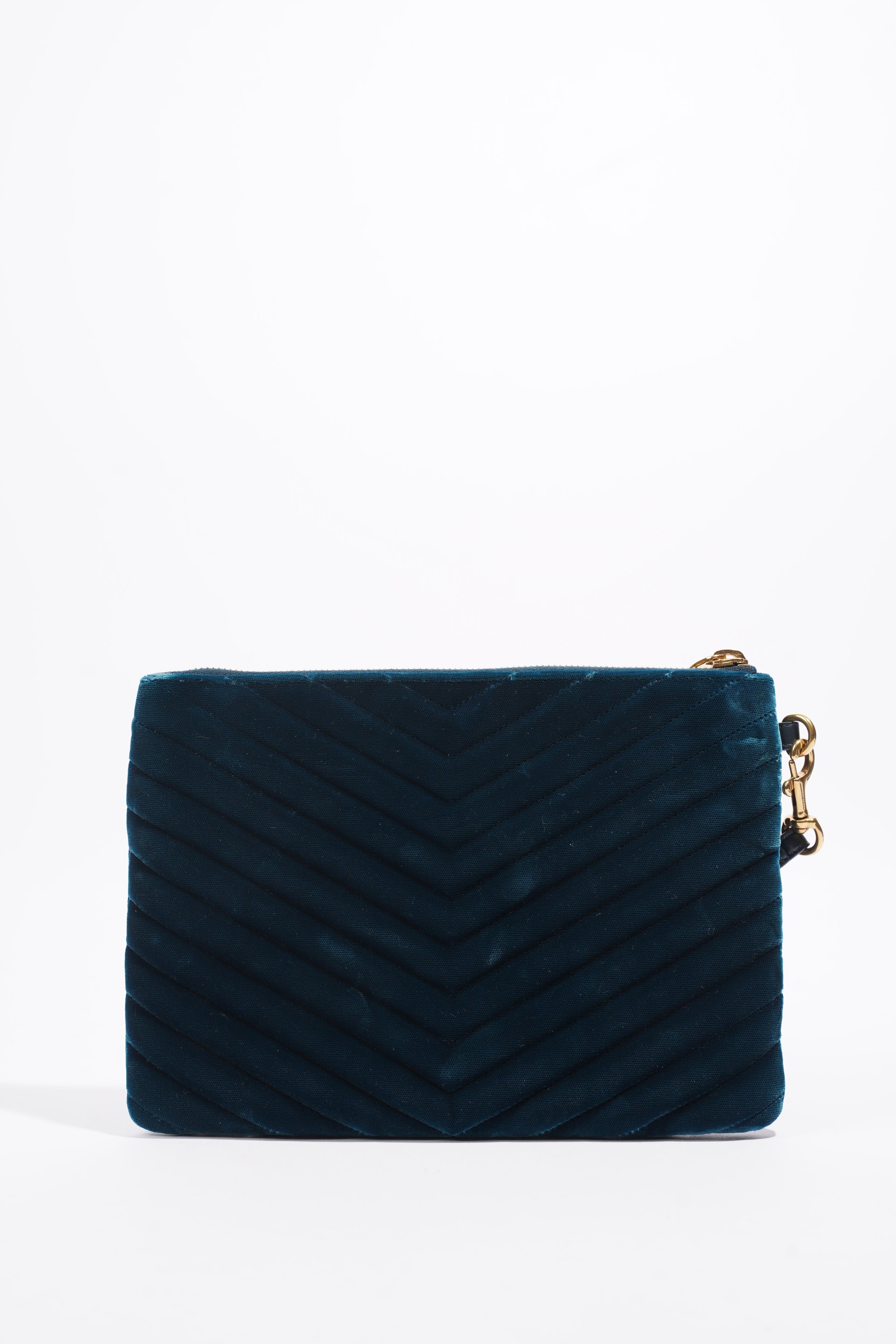 Saint Laurent Chevron Strap Turqoise Velvet