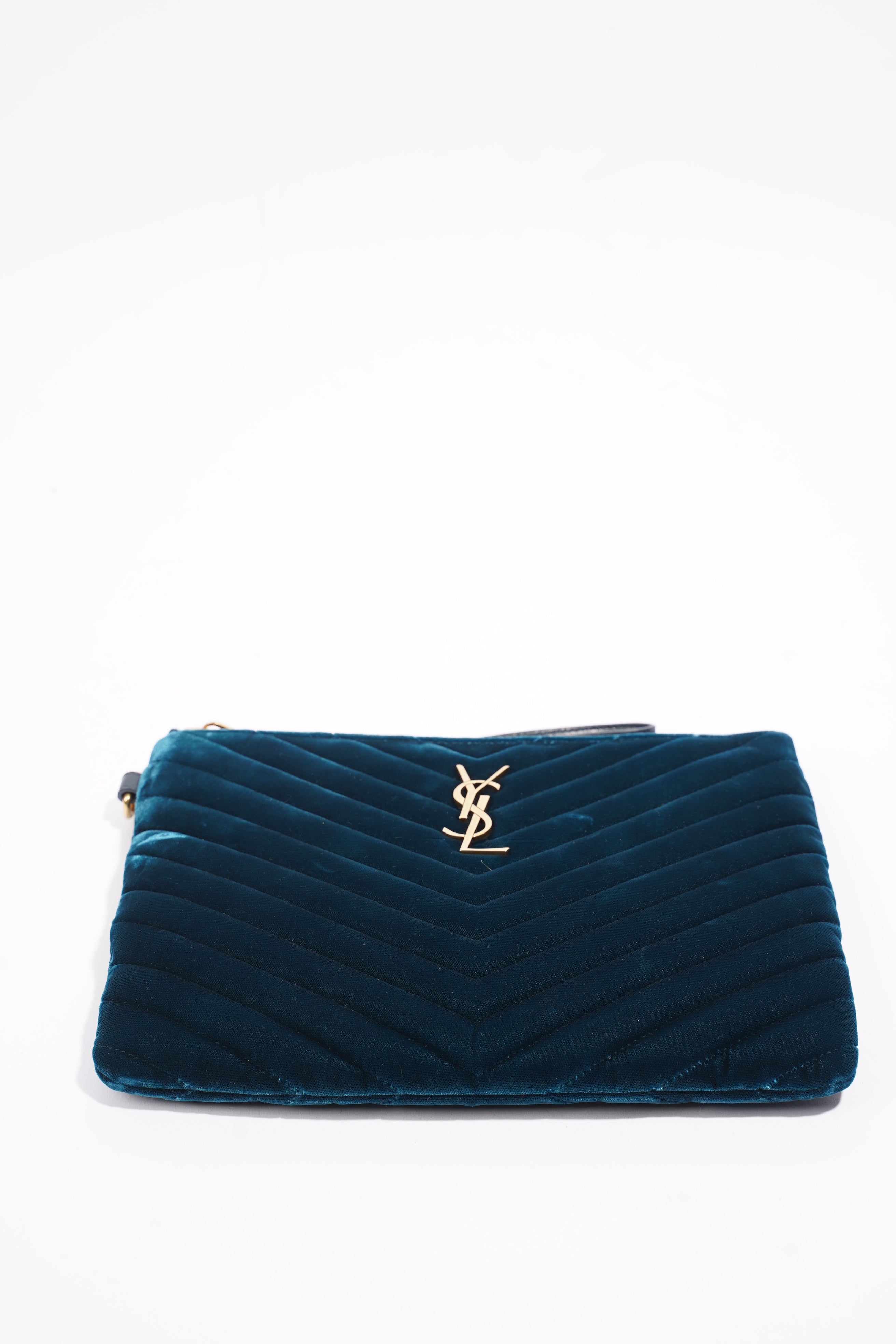 Saint Laurent Chevron Strap Turqoise Velvet