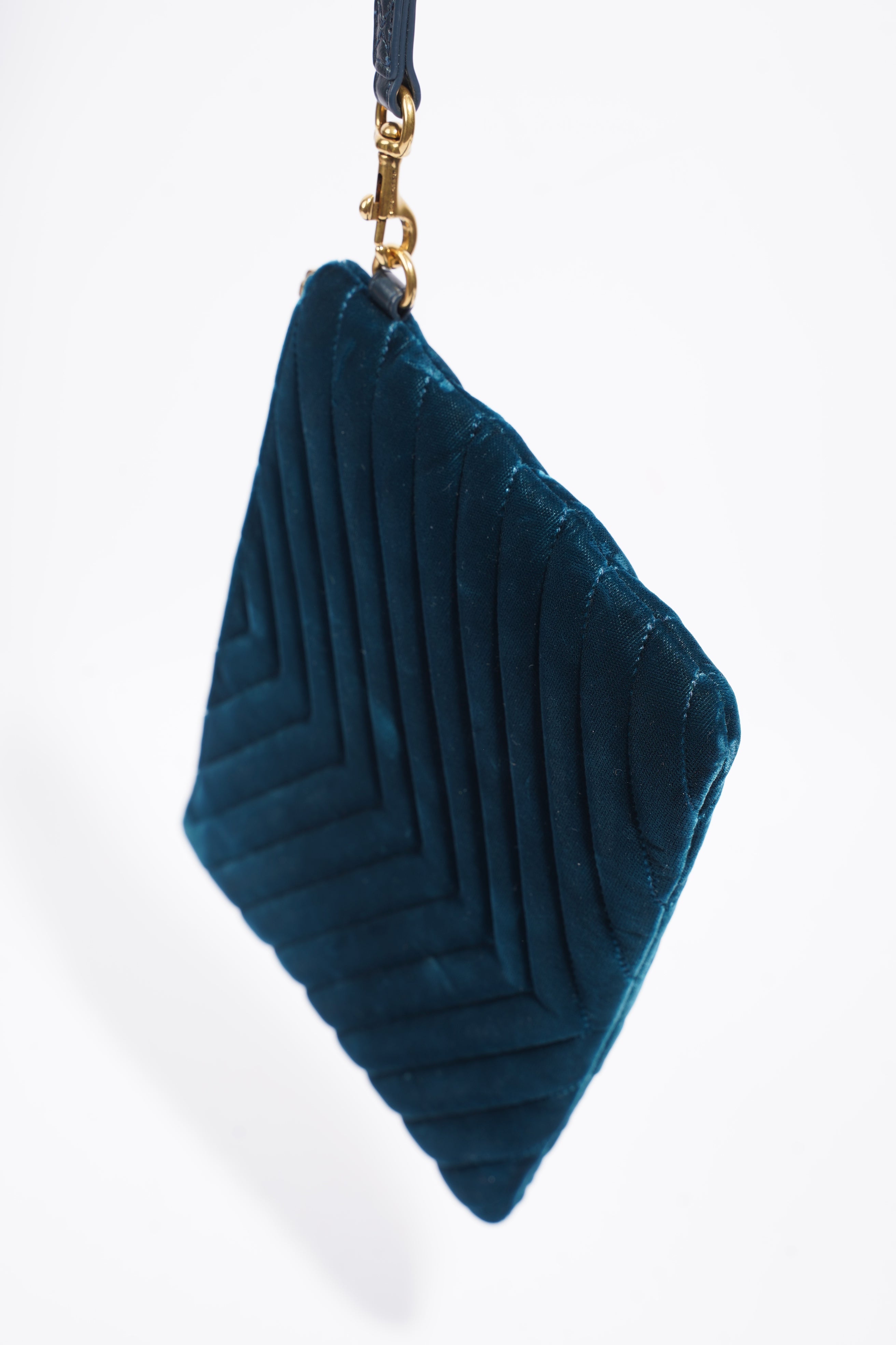 Saint Laurent Chevron Strap Turqoise Velvet