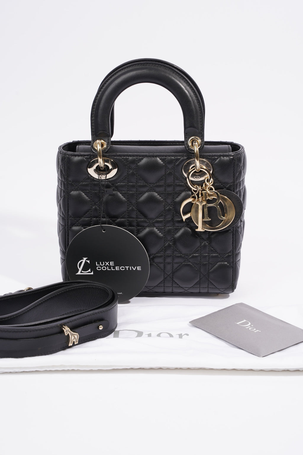 Christian Dior Lady Dior Black Leather Small