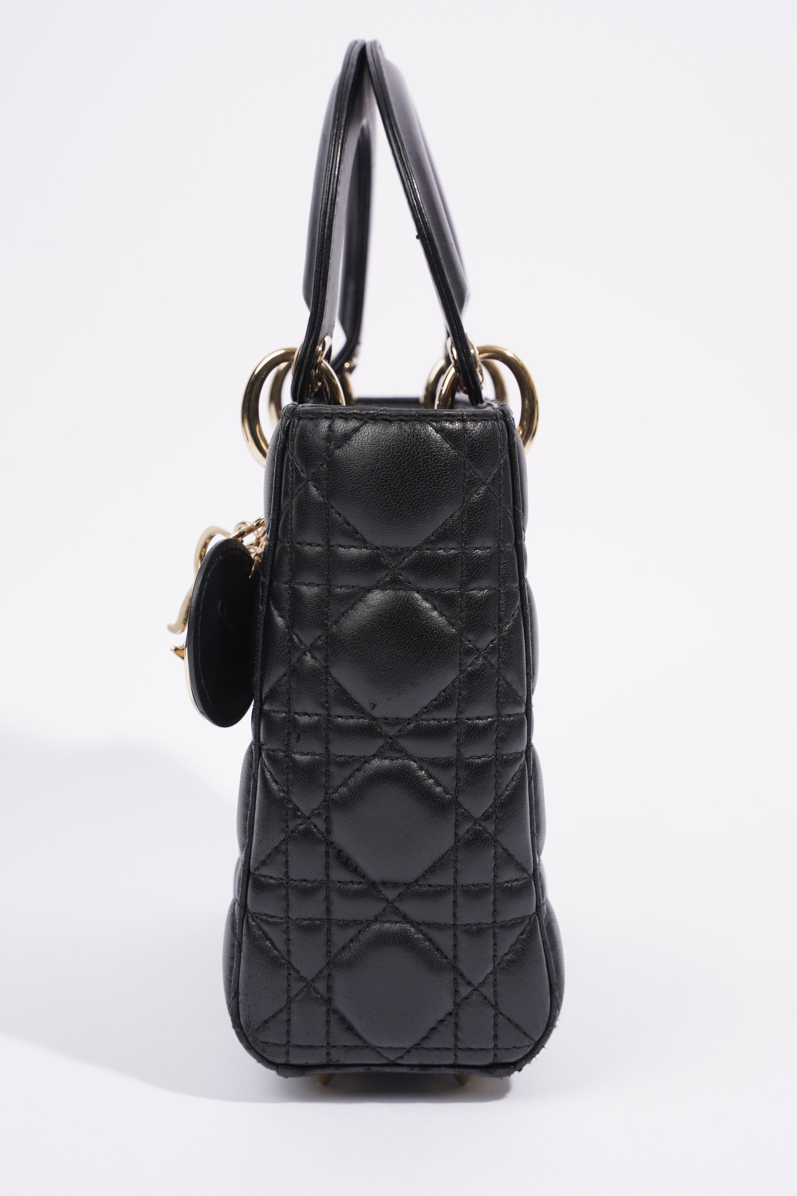 Christian Dior Lady Dior Black Leather Small
