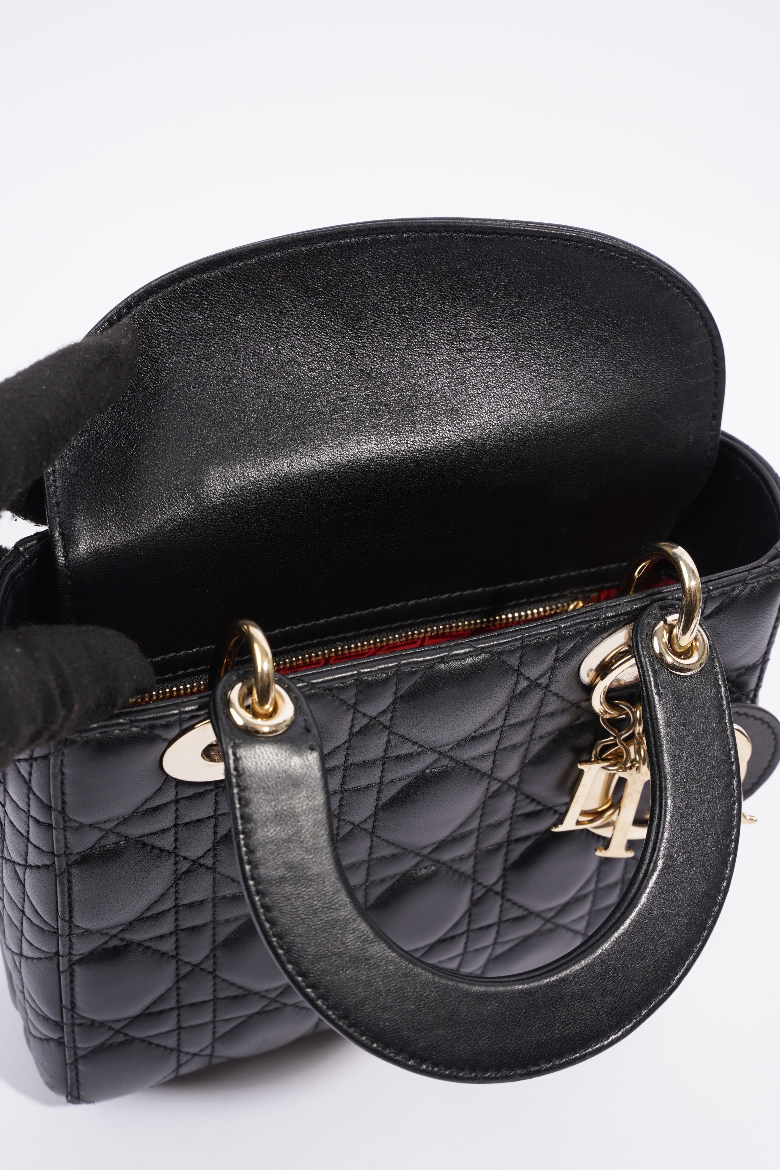 Christian Dior Lady Dior Black Leather Small