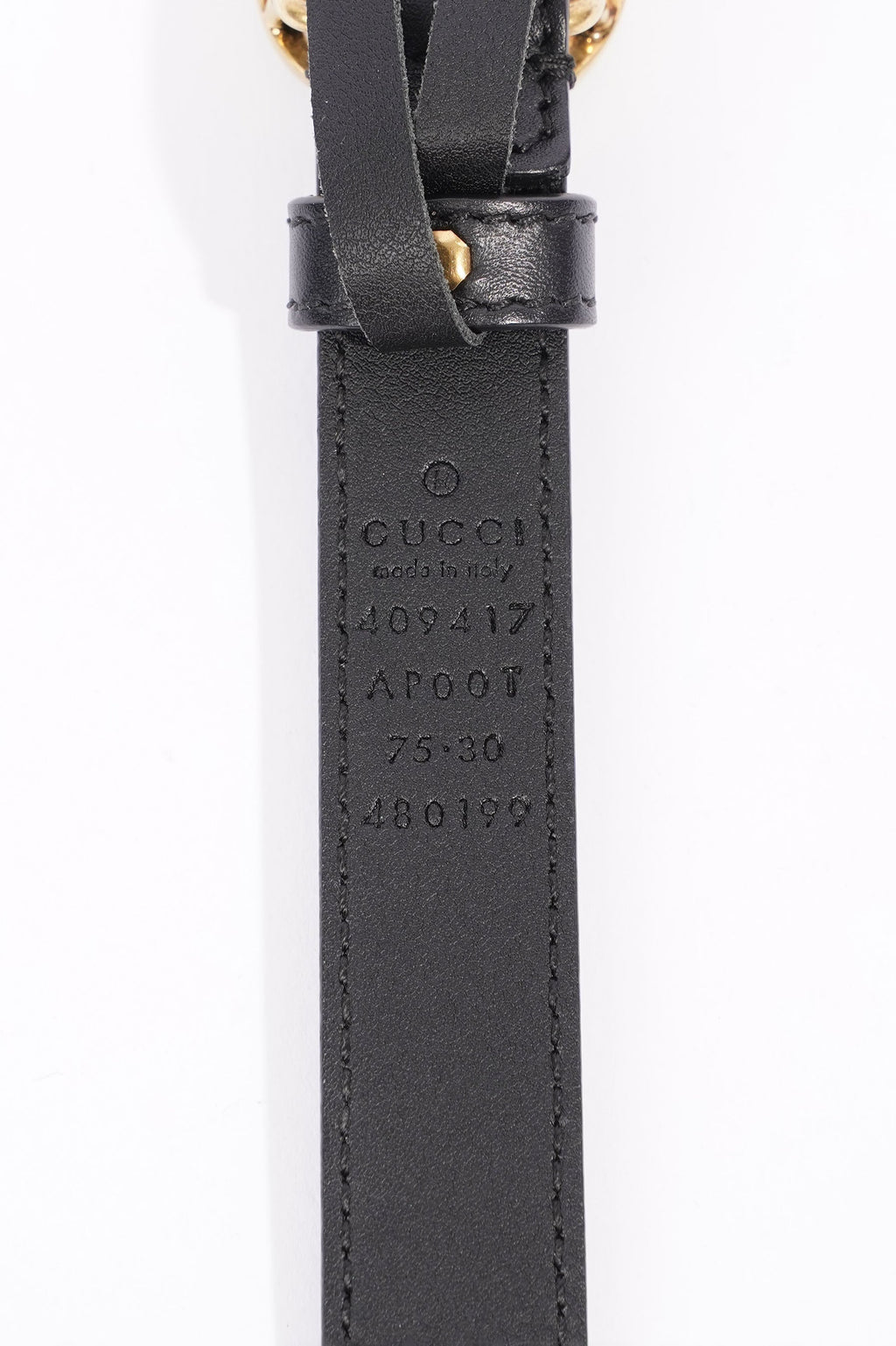 Gucci GG Marmont Belt Black / Gold Leather 75cm / 30"