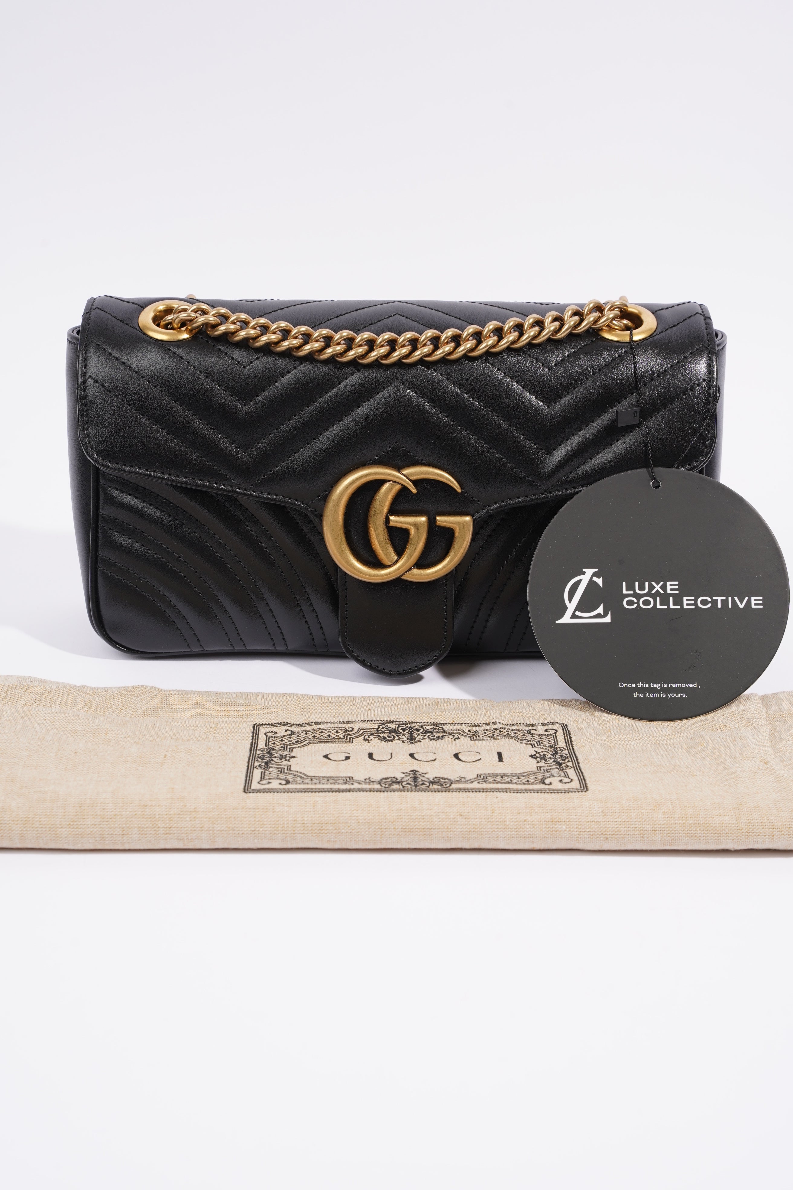 Gucci Marmont Flap Black Matelasse Leather Small