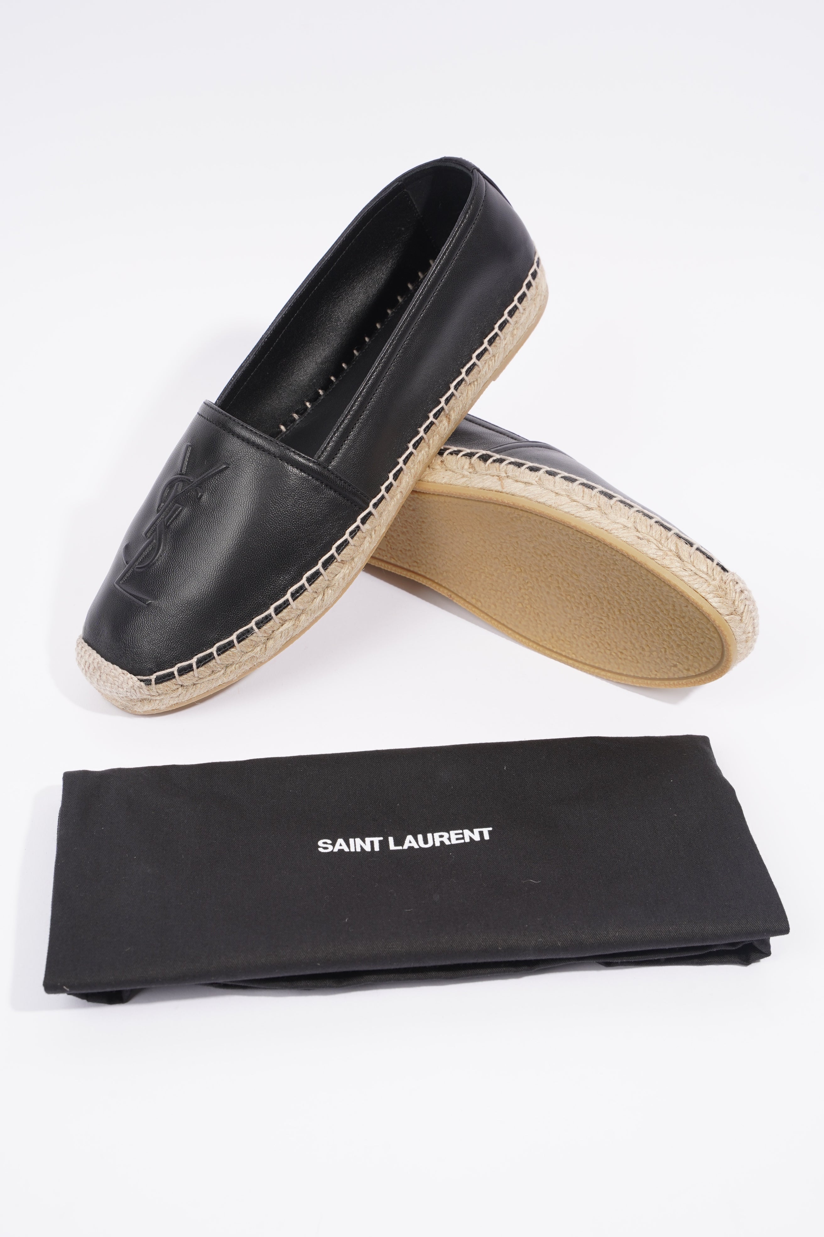 Saint Laurent Espadrilles Black Leather EU 39 UK 6