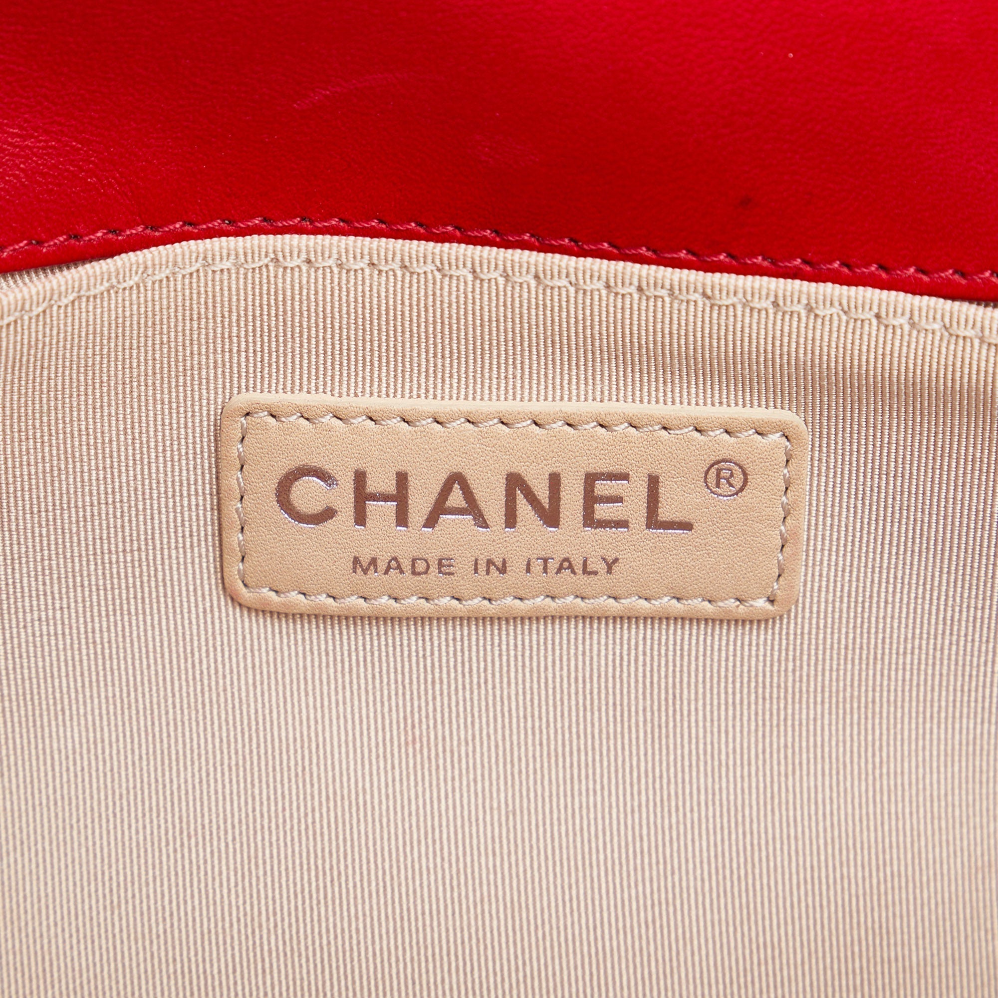 Chanel Boy Flap Bag Medium Red Perforated Lambskin Silver