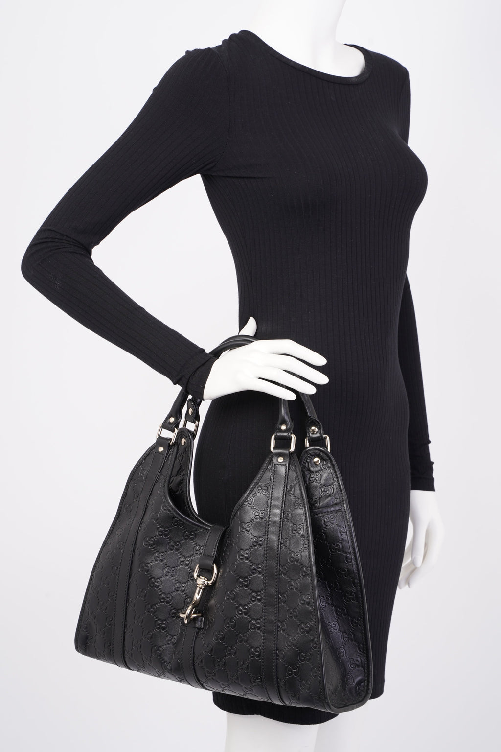 Gucci Jackie Black GG Supreme Leather