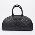 Chanel Quilted Leather Handbag Navy Caviar Leather