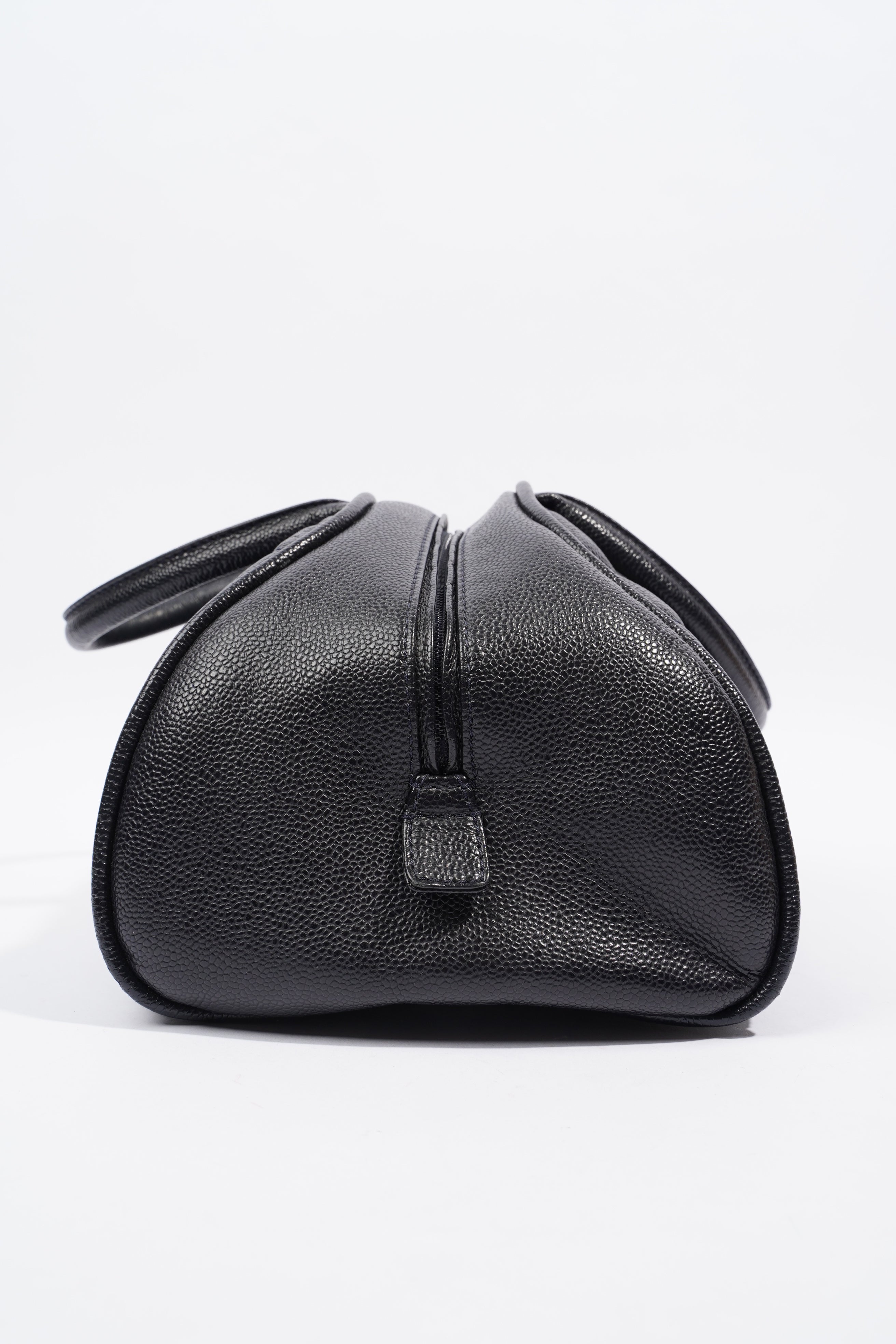 Chanel Quilted Leather Handbag Navy Caviar Leather