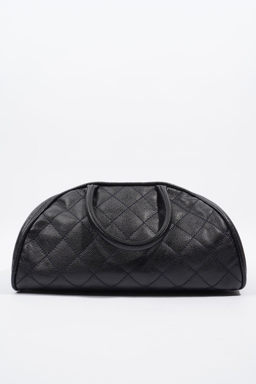 Chanel Quilted Leather Handbag Navy Caviar Leather