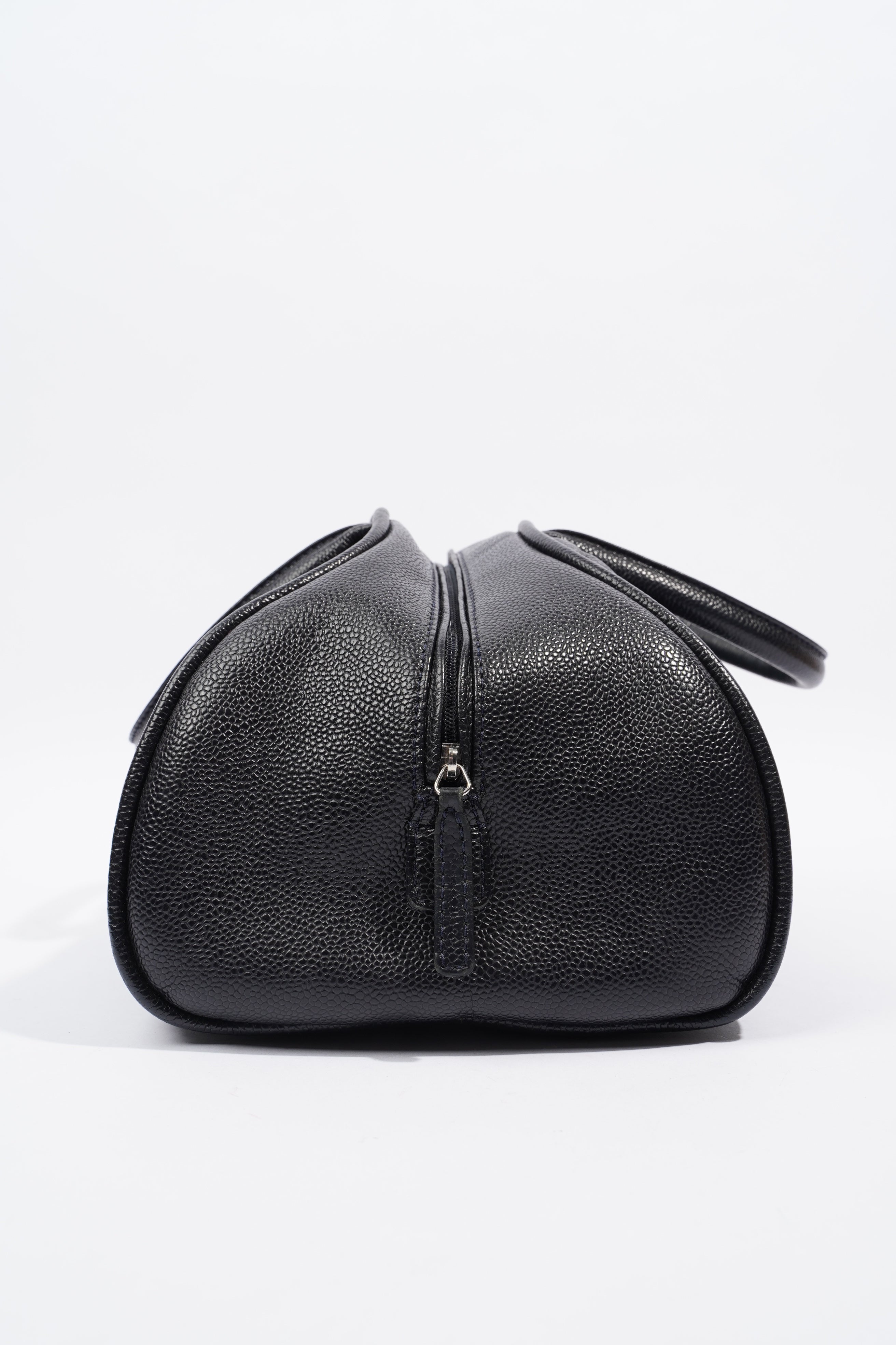 Chanel Quilted Leather Handbag Navy Caviar Leather