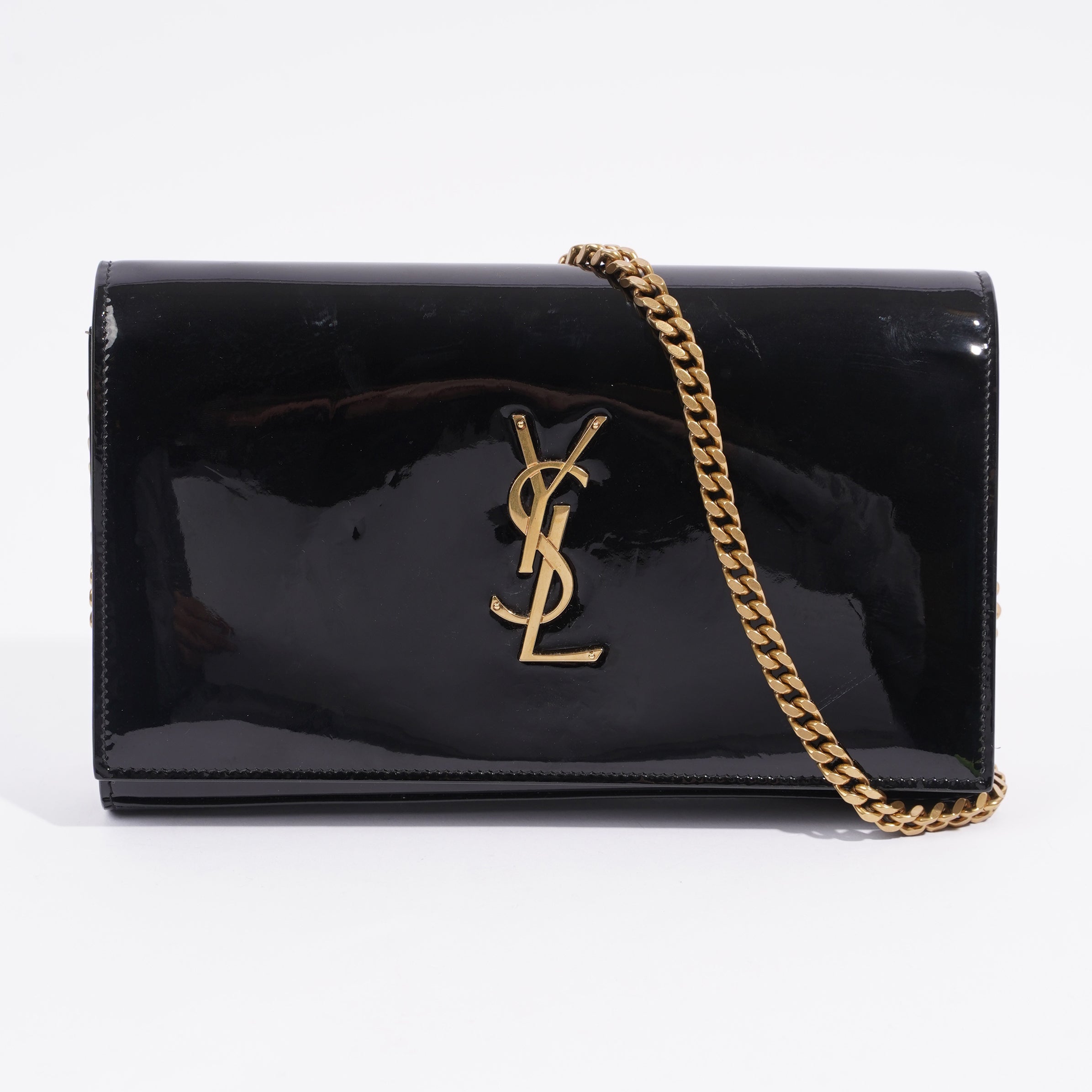 Saint Laurent Chain Wallet Black Patent Leather