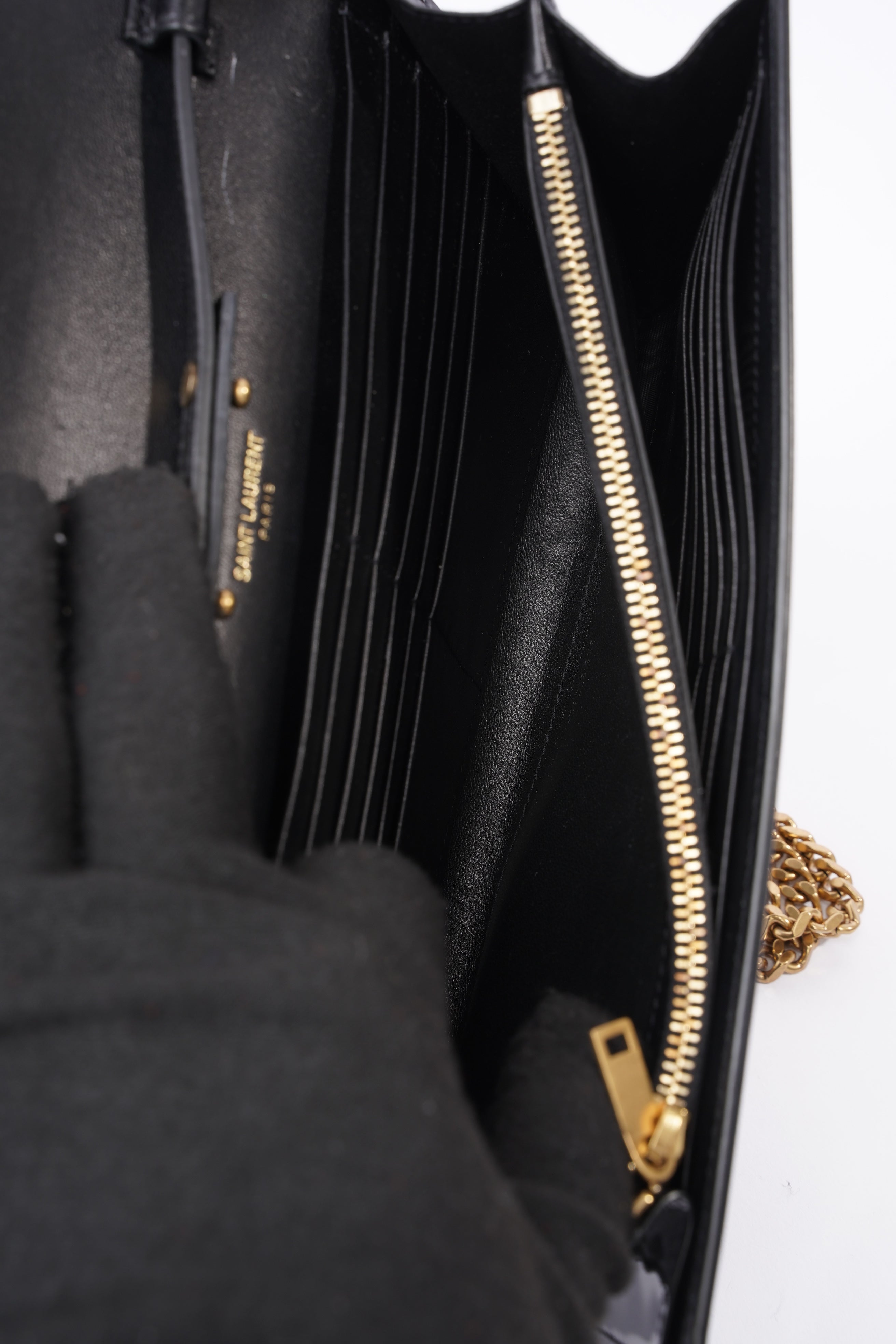 Saint Laurent Chain Wallet Black Patent Leather
