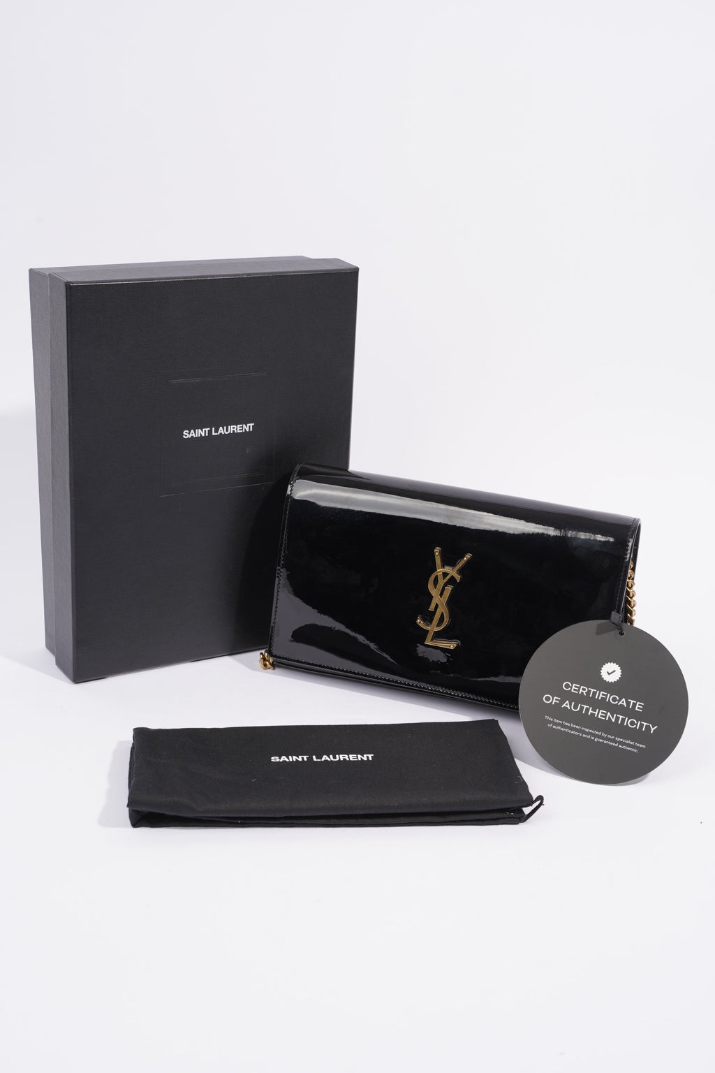 Saint Laurent Chain Wallet Black Patent Leather