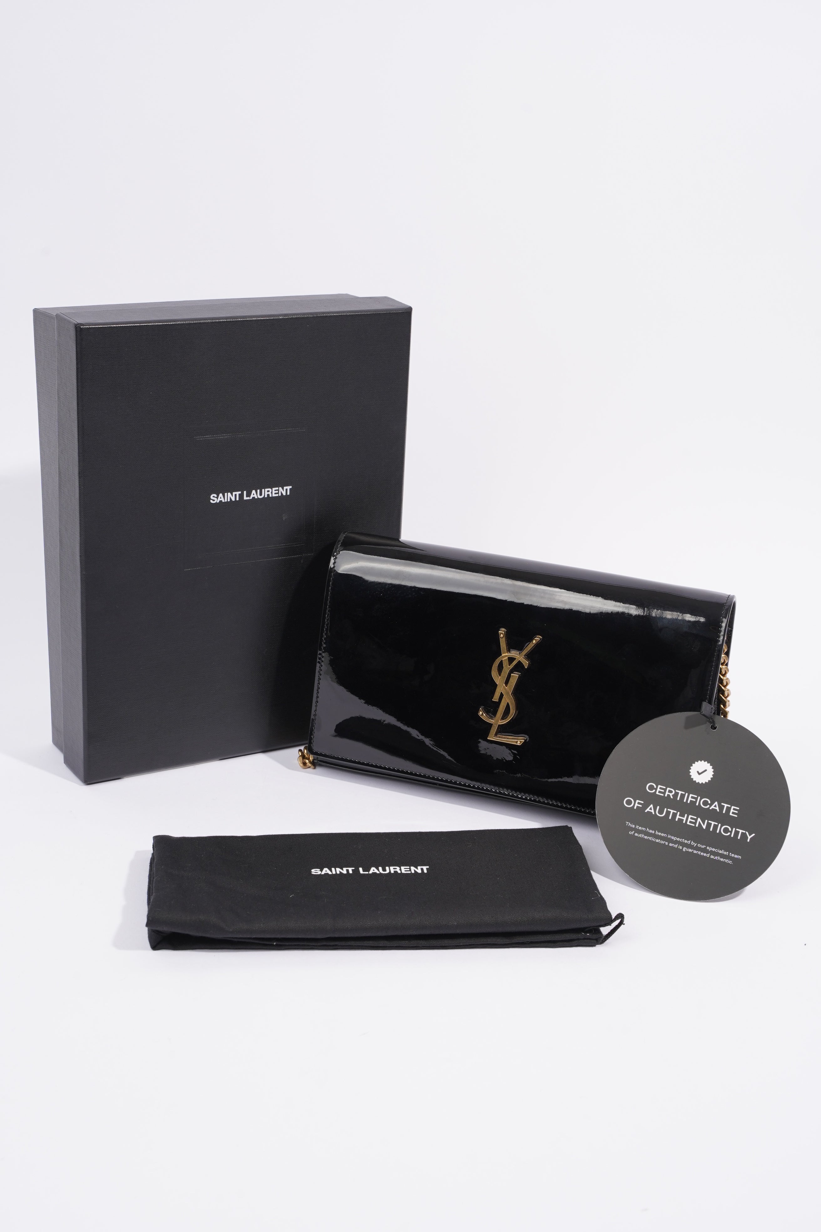 Saint Laurent Chain Wallet Black Patent Leather