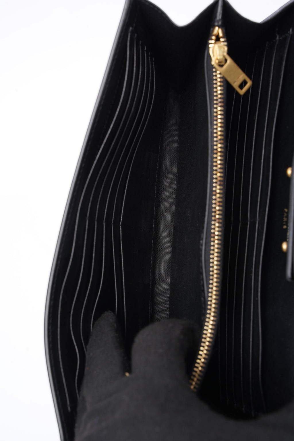 Saint Laurent Chain Wallet Black Patent Leather