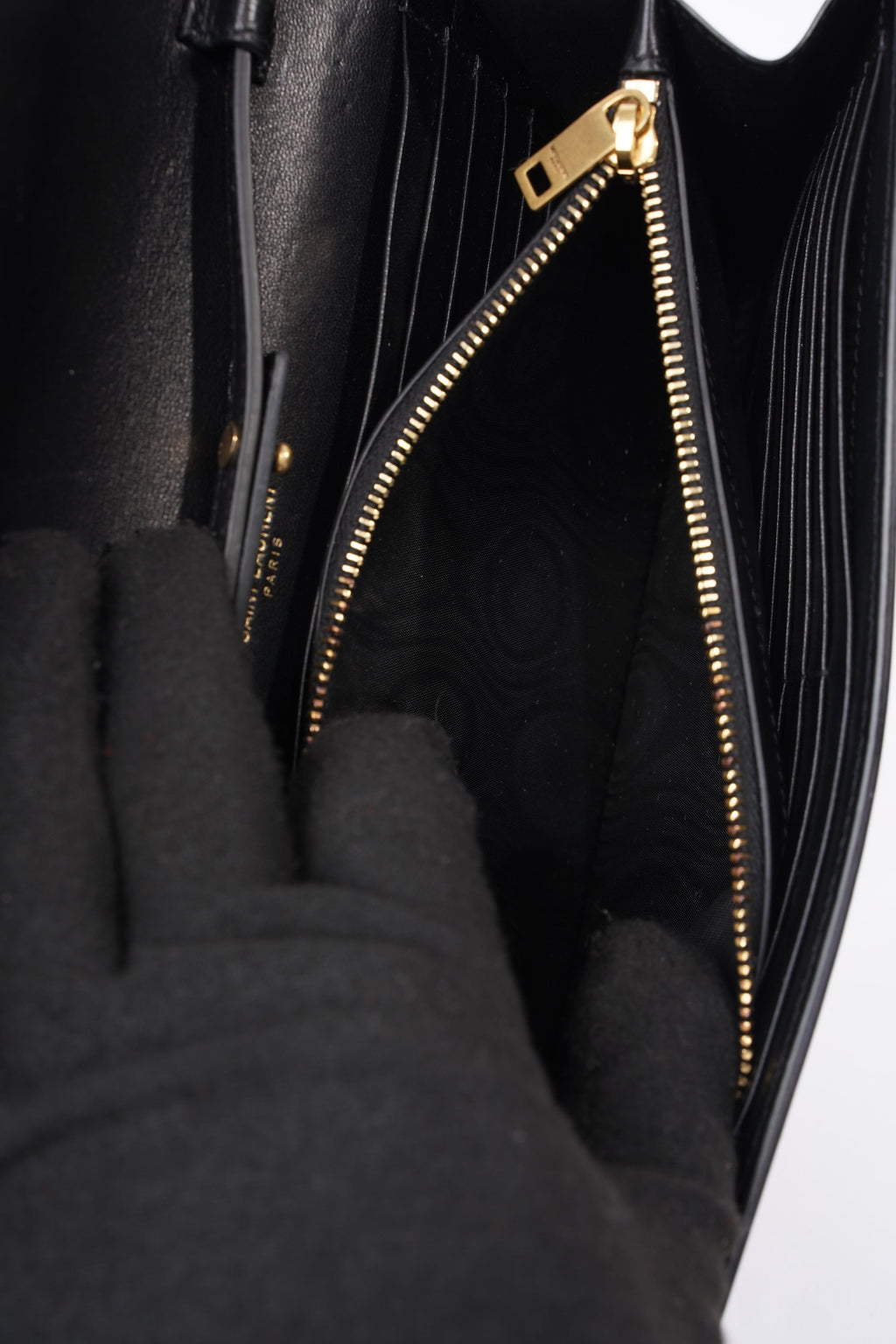 Saint Laurent Chain Wallet Black Patent Leather