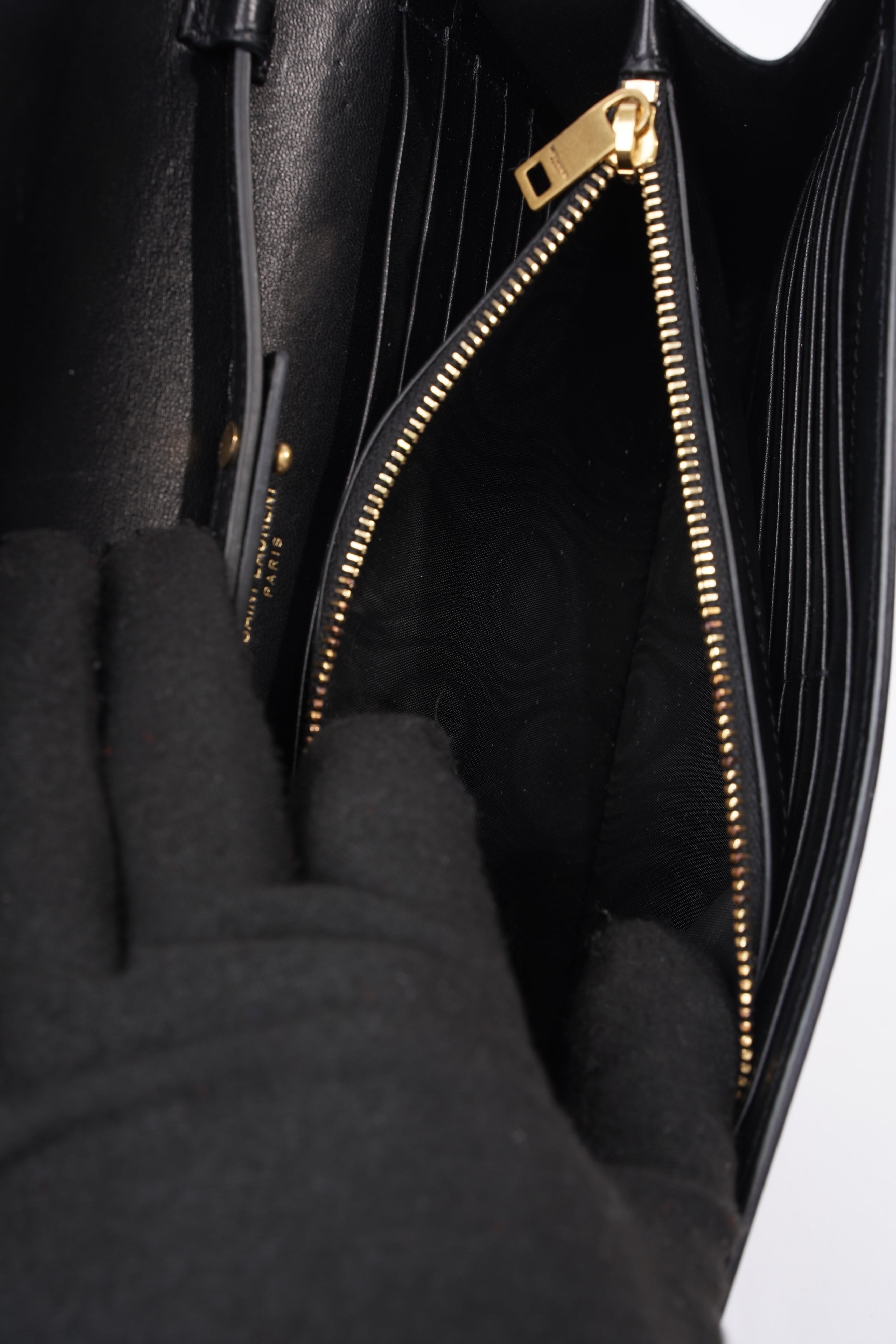 Saint Laurent Chain Wallet Black Patent Leather
