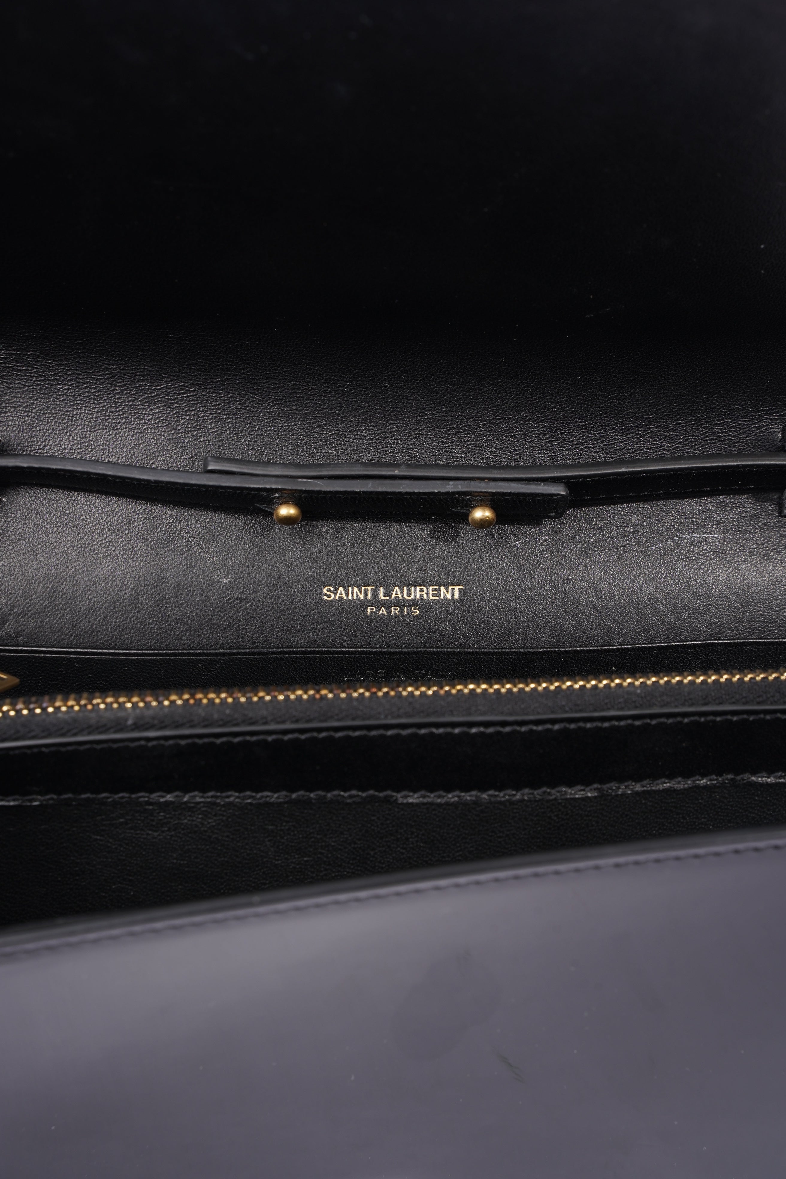 Saint Laurent Chain Wallet Black Patent Leather