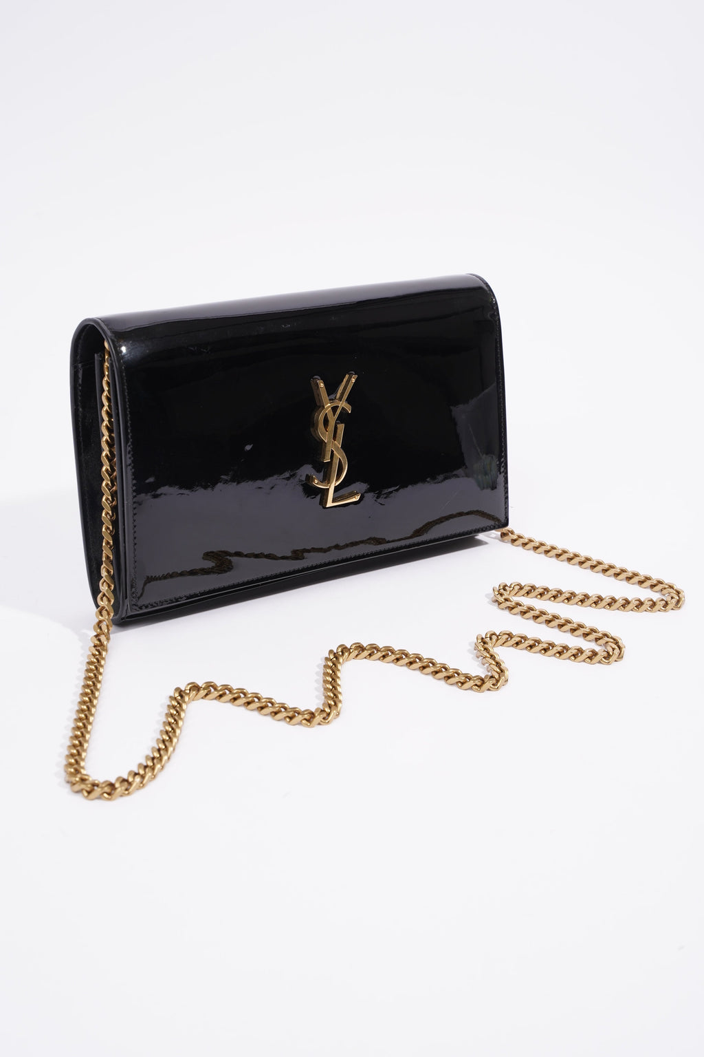 Saint Laurent Chain Wallet Black Patent Leather