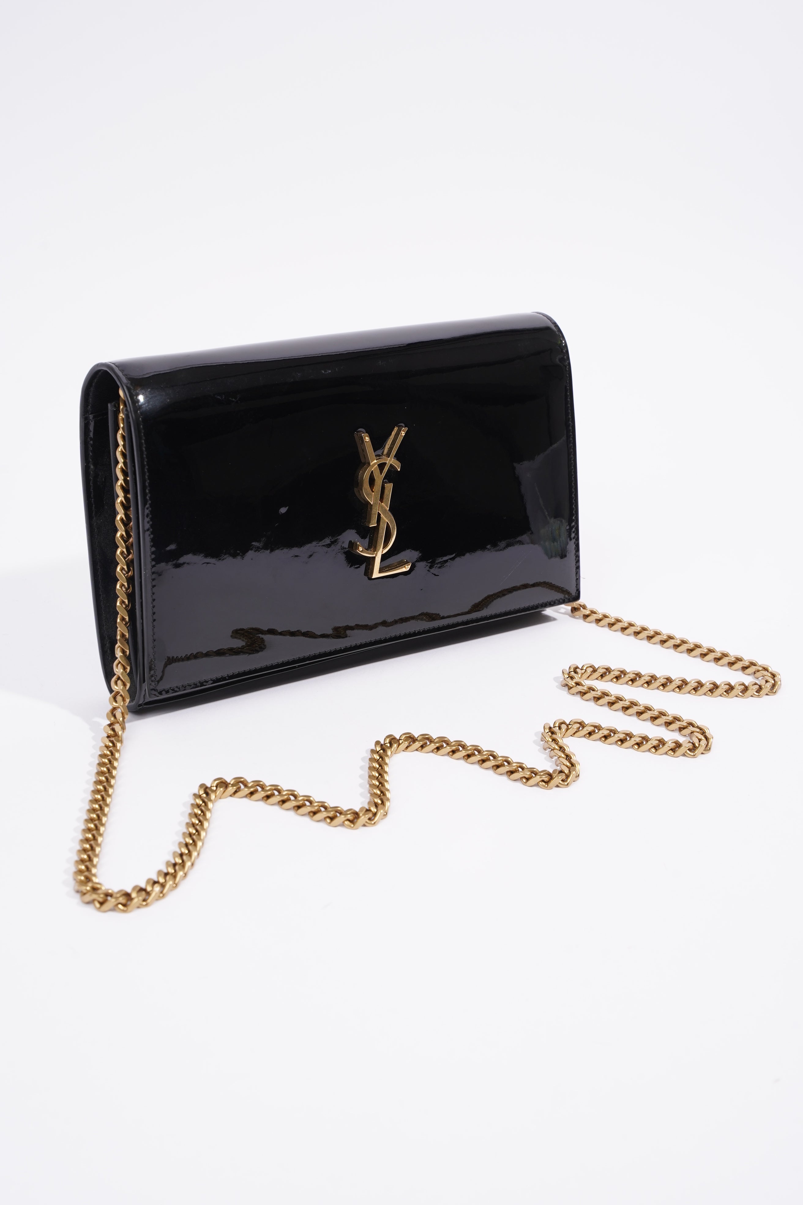 Saint Laurent Chain Wallet Black Patent Leather