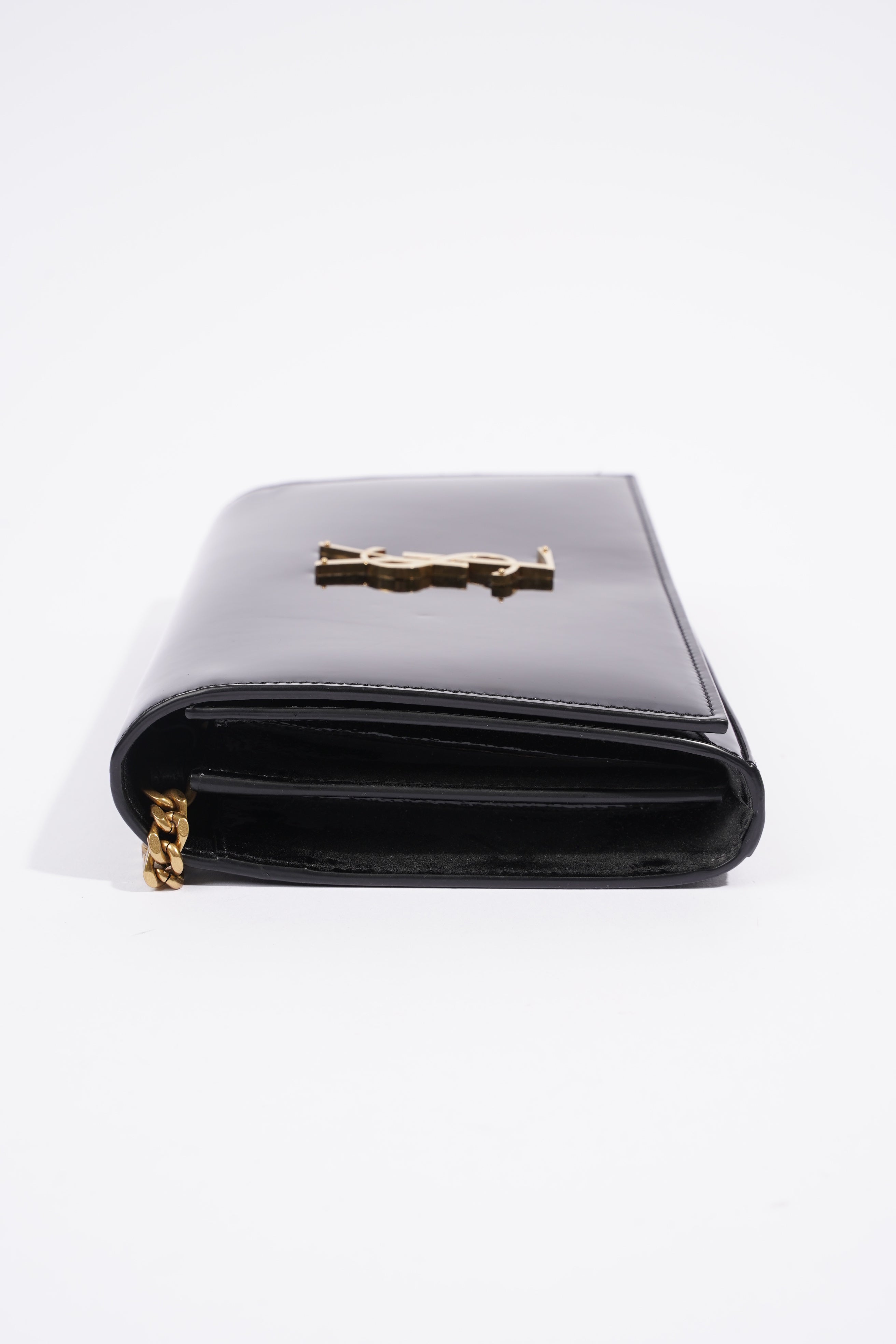 Saint Laurent Chain Wallet Black Patent Leather