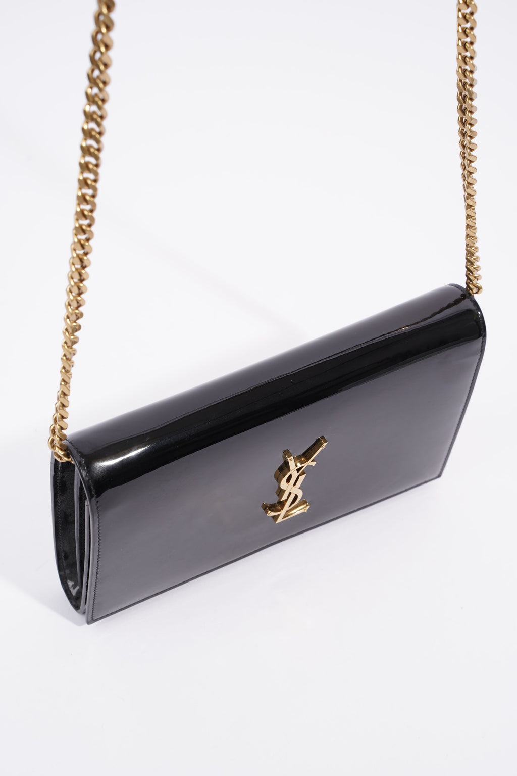 Saint Laurent Chain Wallet Black Patent Leather