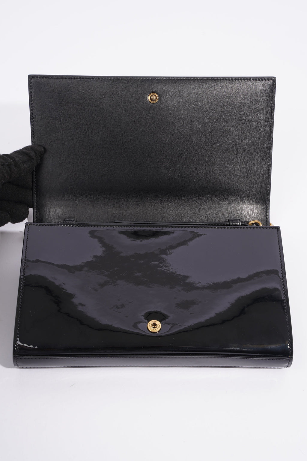 Saint Laurent Chain Wallet Black Patent Leather