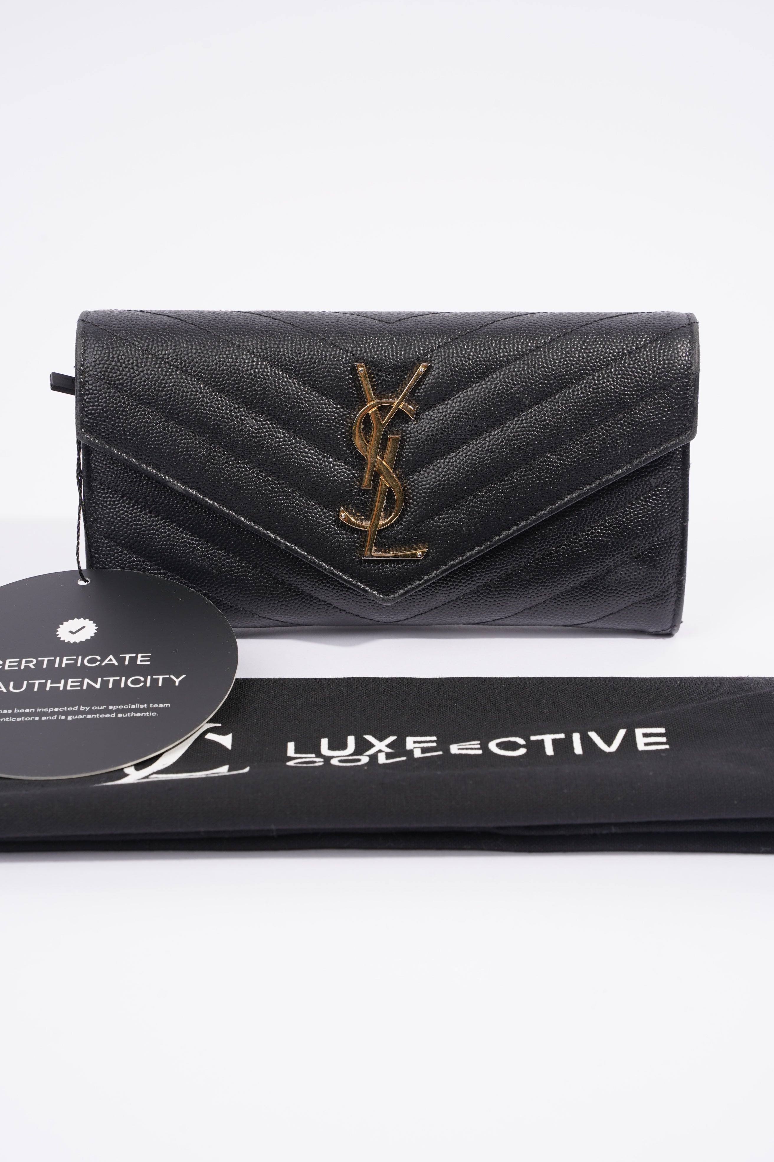 Saint Laurent Cassandre Matelasse Black Embossed Leather Large