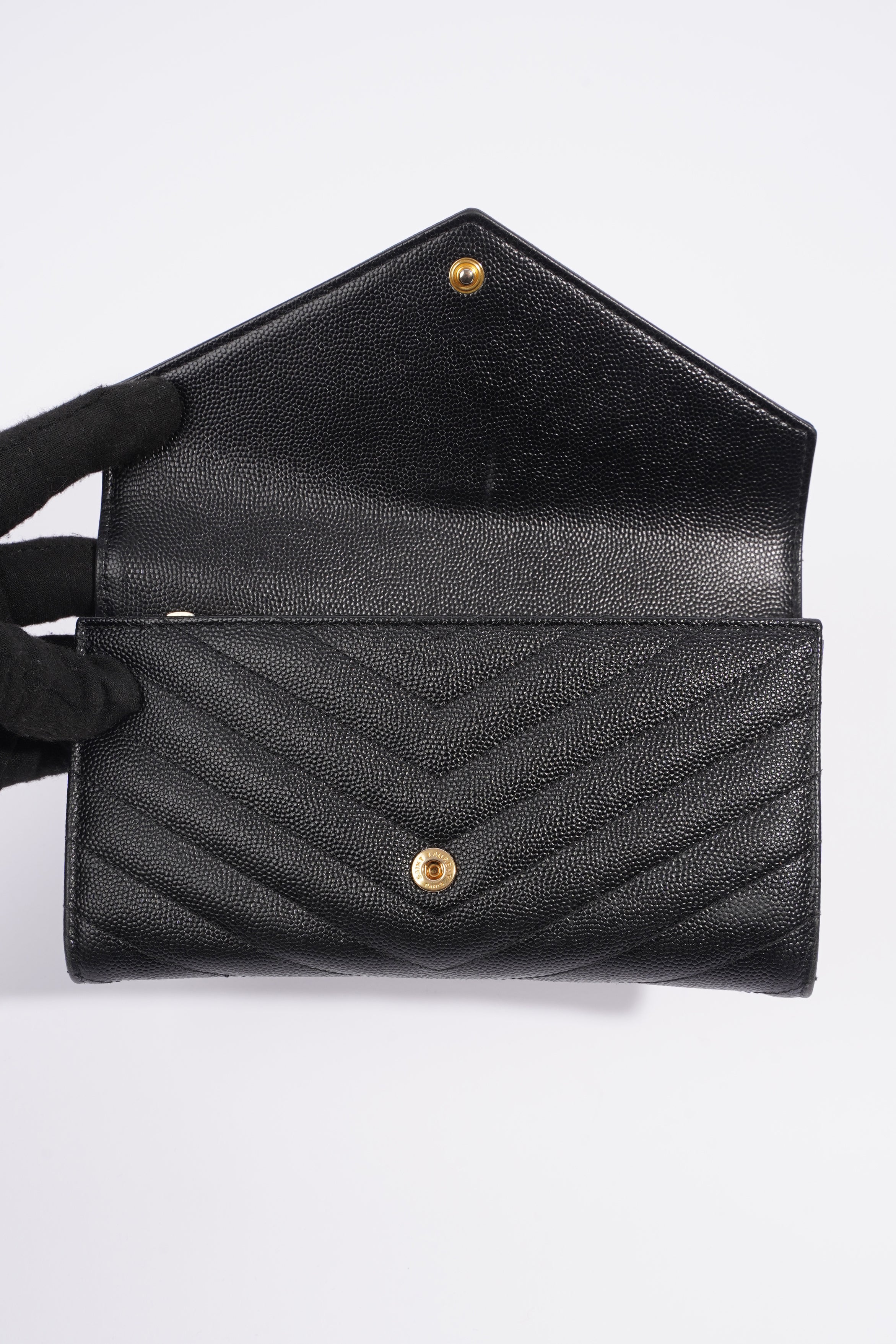 Saint Laurent Cassandre Matelasse Black Embossed Leather Large
