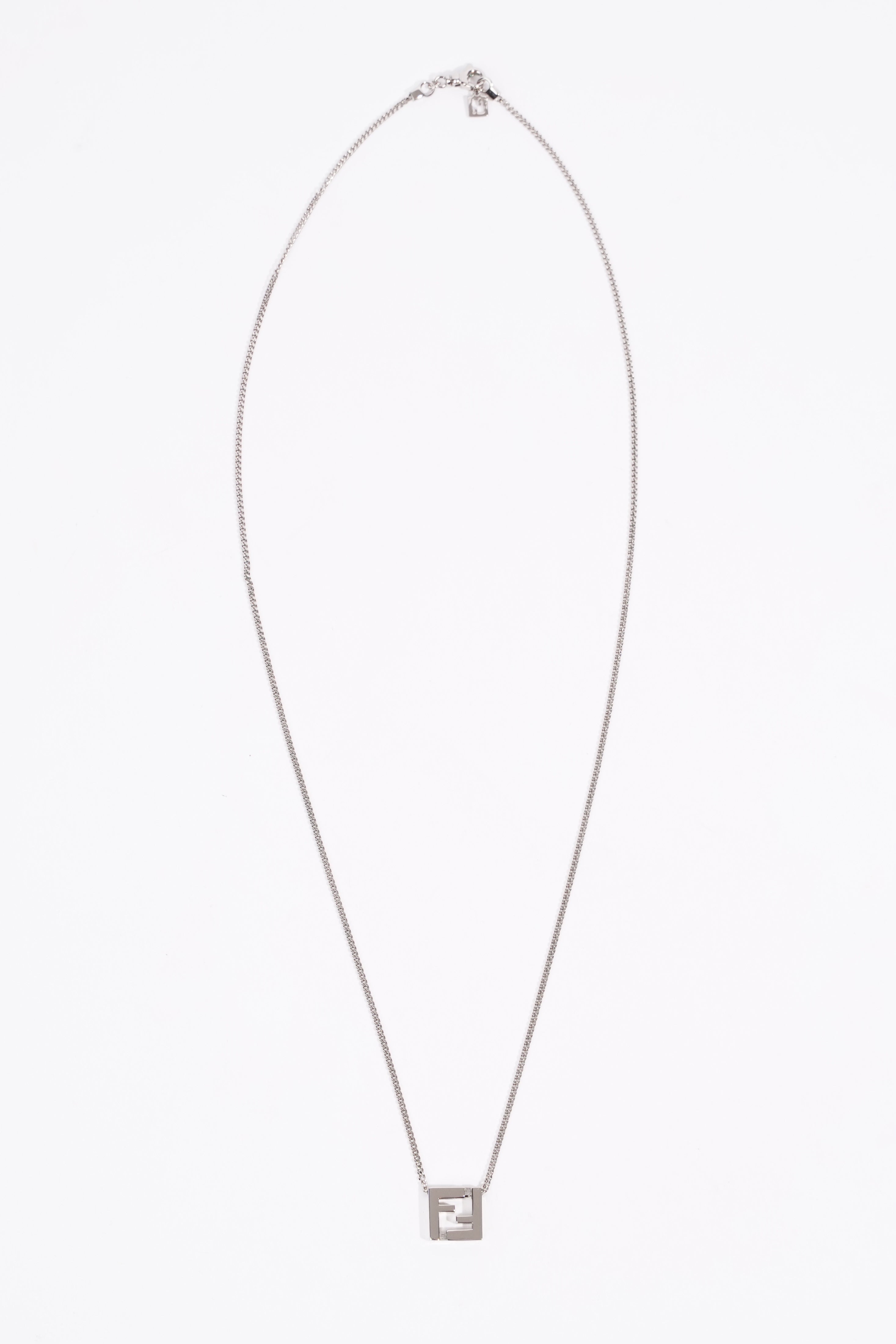 Fendi FF Pendant Necklace Silver Silver Sterling