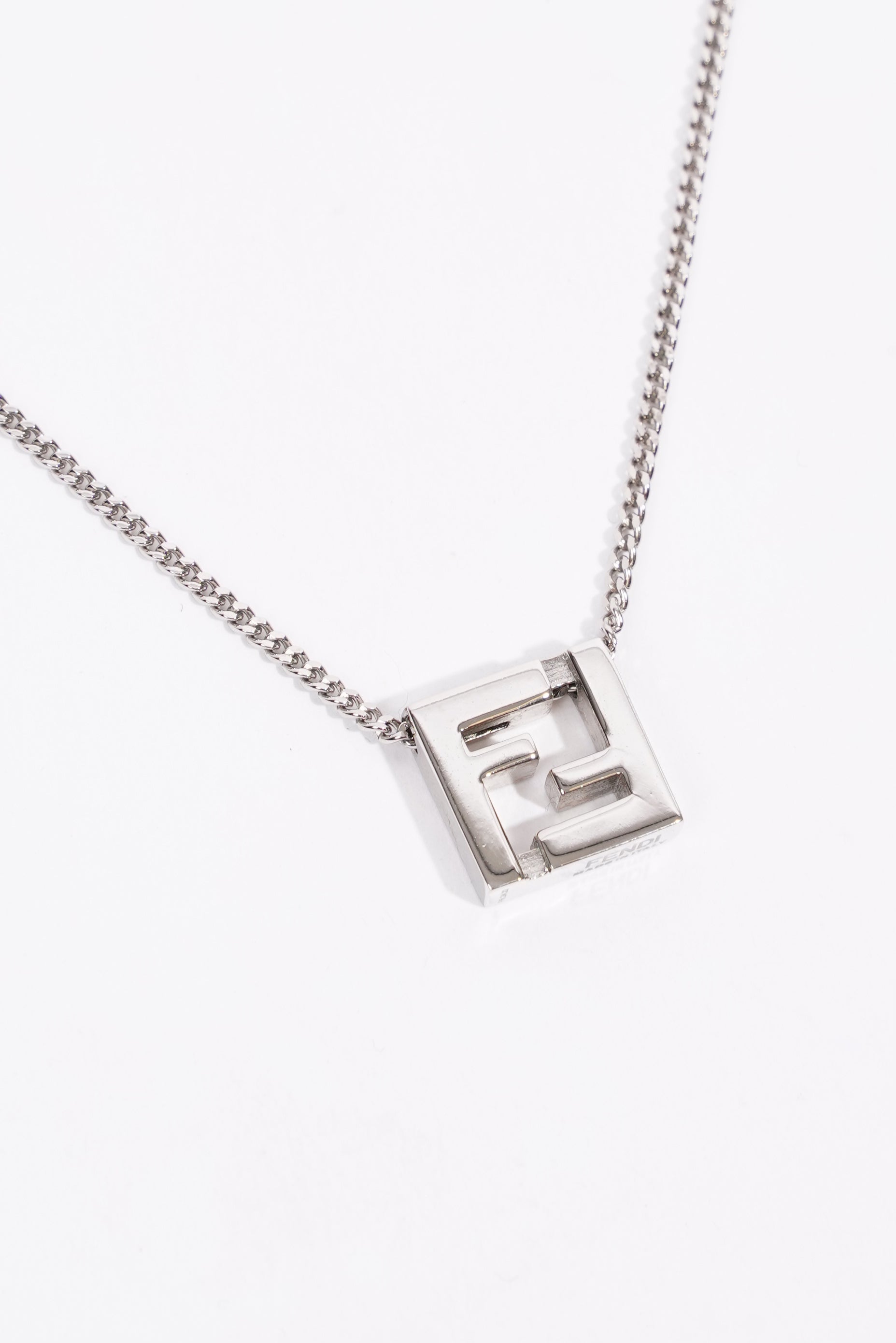 Fendi FF Pendant Necklace Silver Silver Sterling