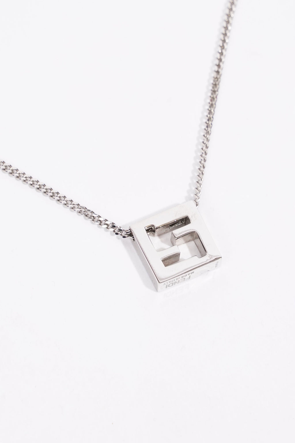 Fendi FF Pendant Necklace Silver Silver Sterling