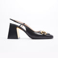 Gucci Mid Heel Sling Back With Horsebit Black Leather EU 38.5 UK 5.5