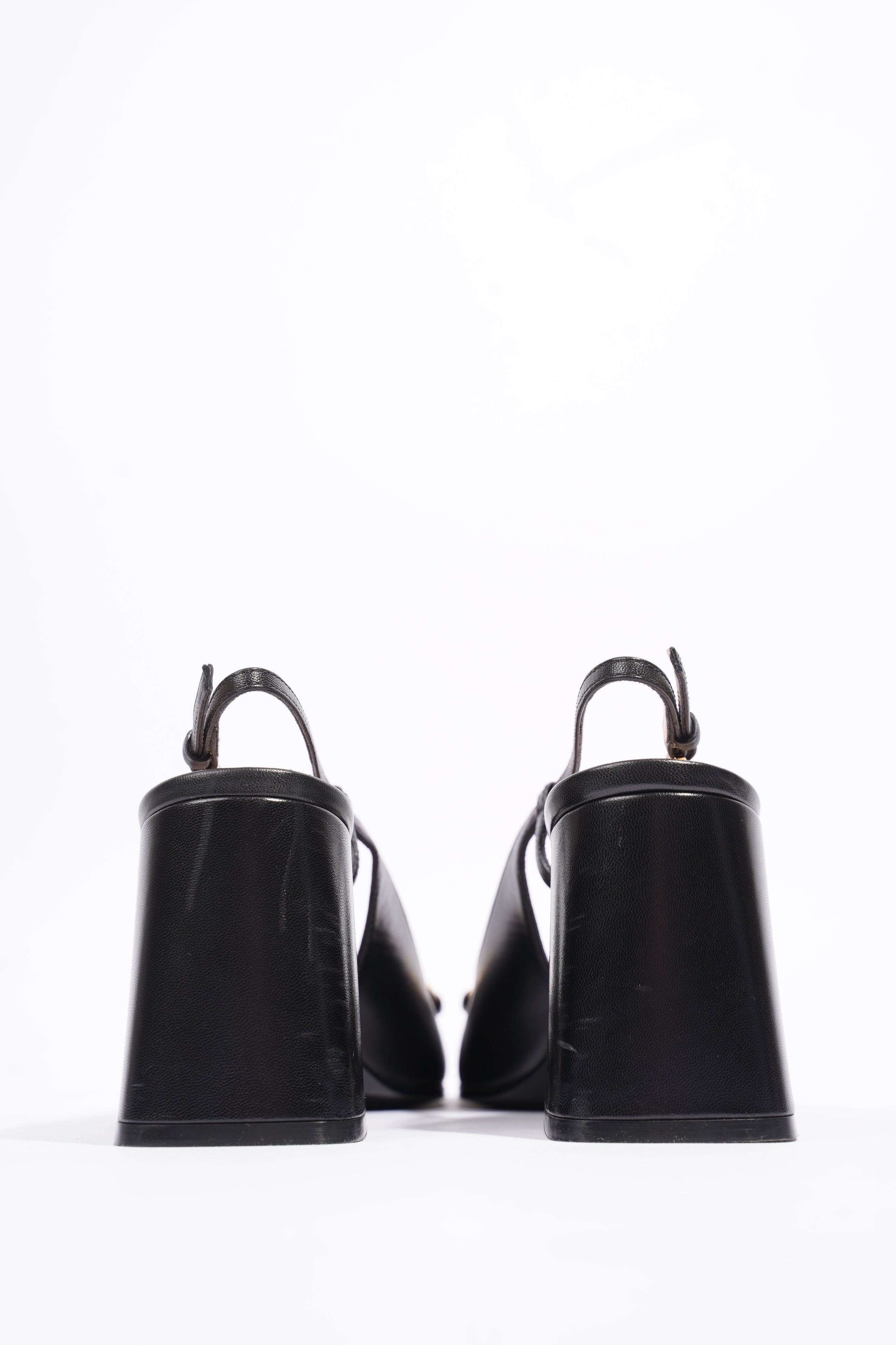 Gucci Mid Heel Sling Back With Horsebit Black Leather EU 38.5 UK 5.5