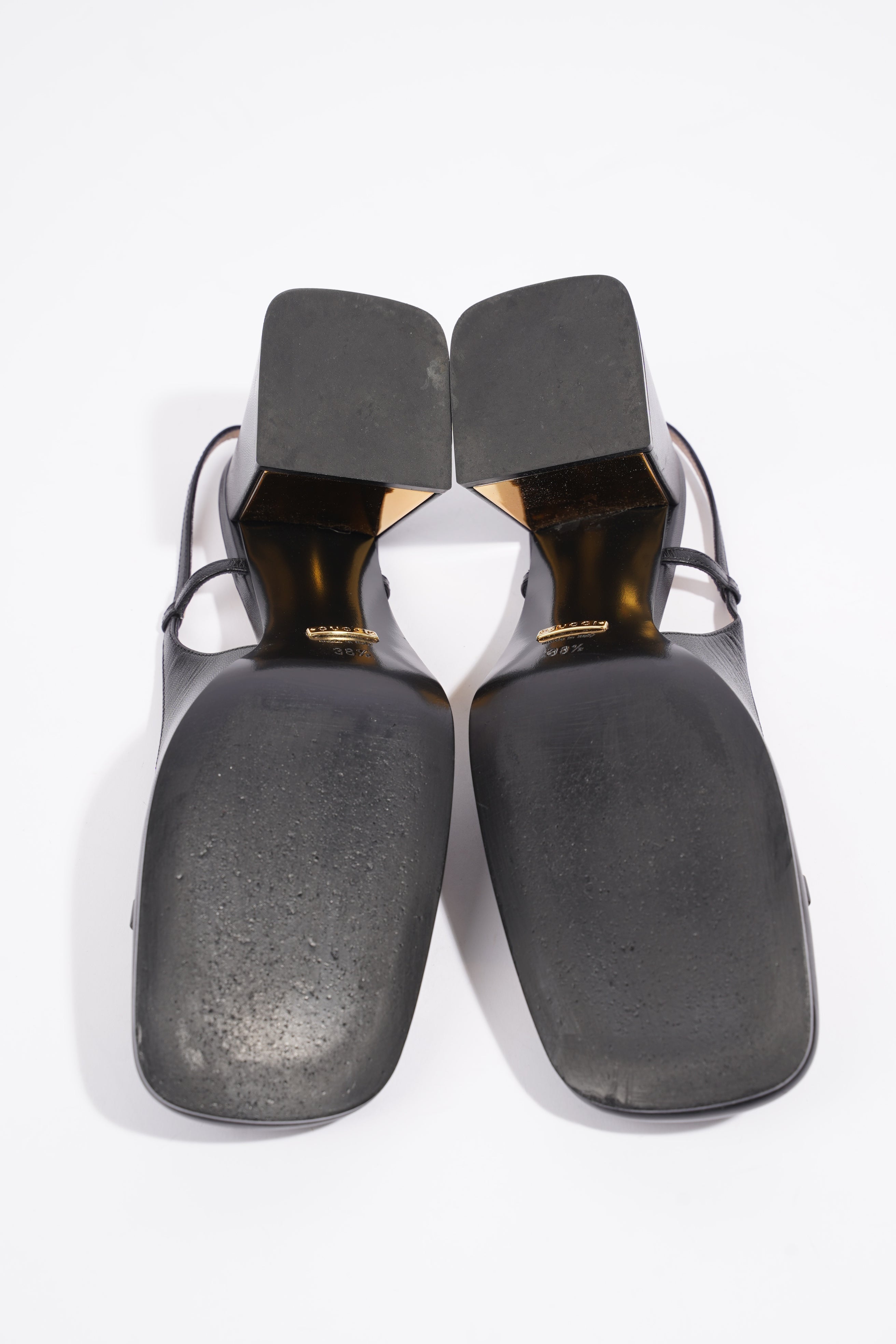 Gucci Mid Heel Sling Back With Horsebit Black Leather EU 38.5 UK 5.5