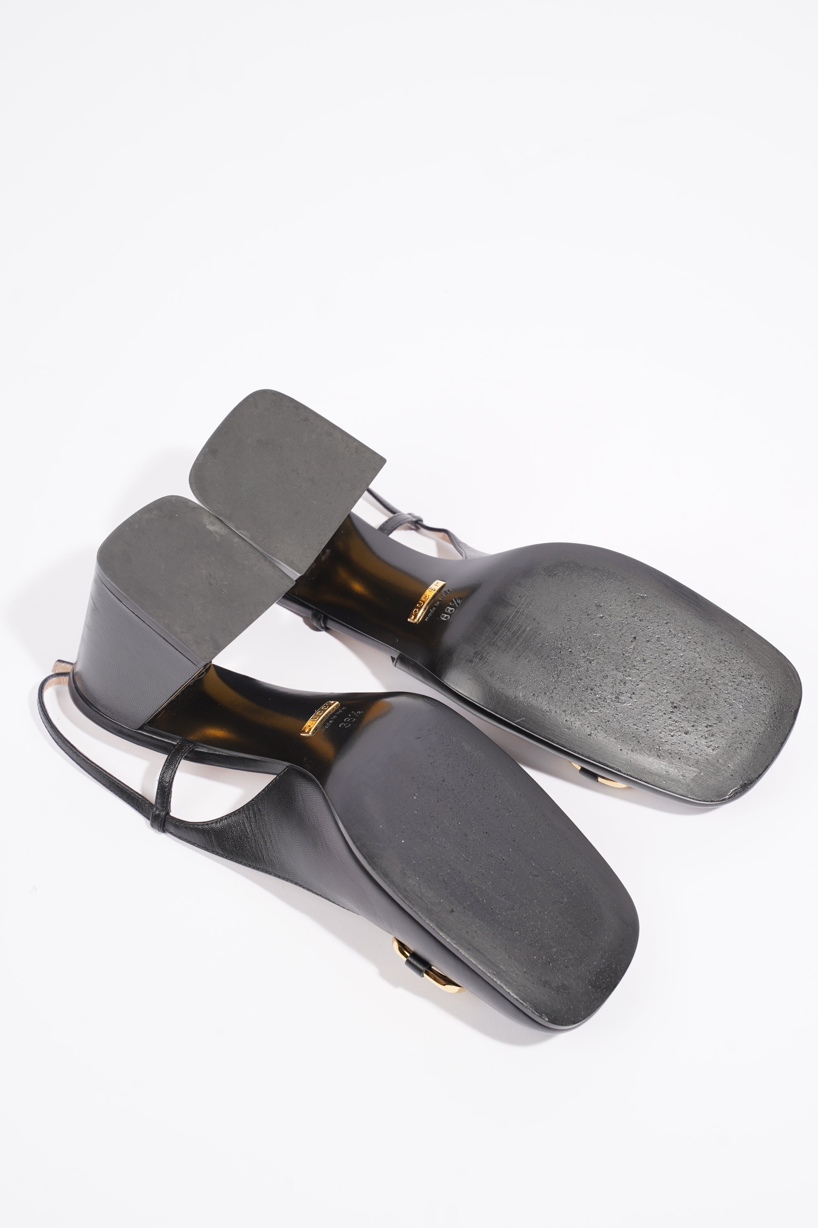 Gucci Mid Heel Sling Back With Horsebit Black Leather EU 38.5 UK 5.5