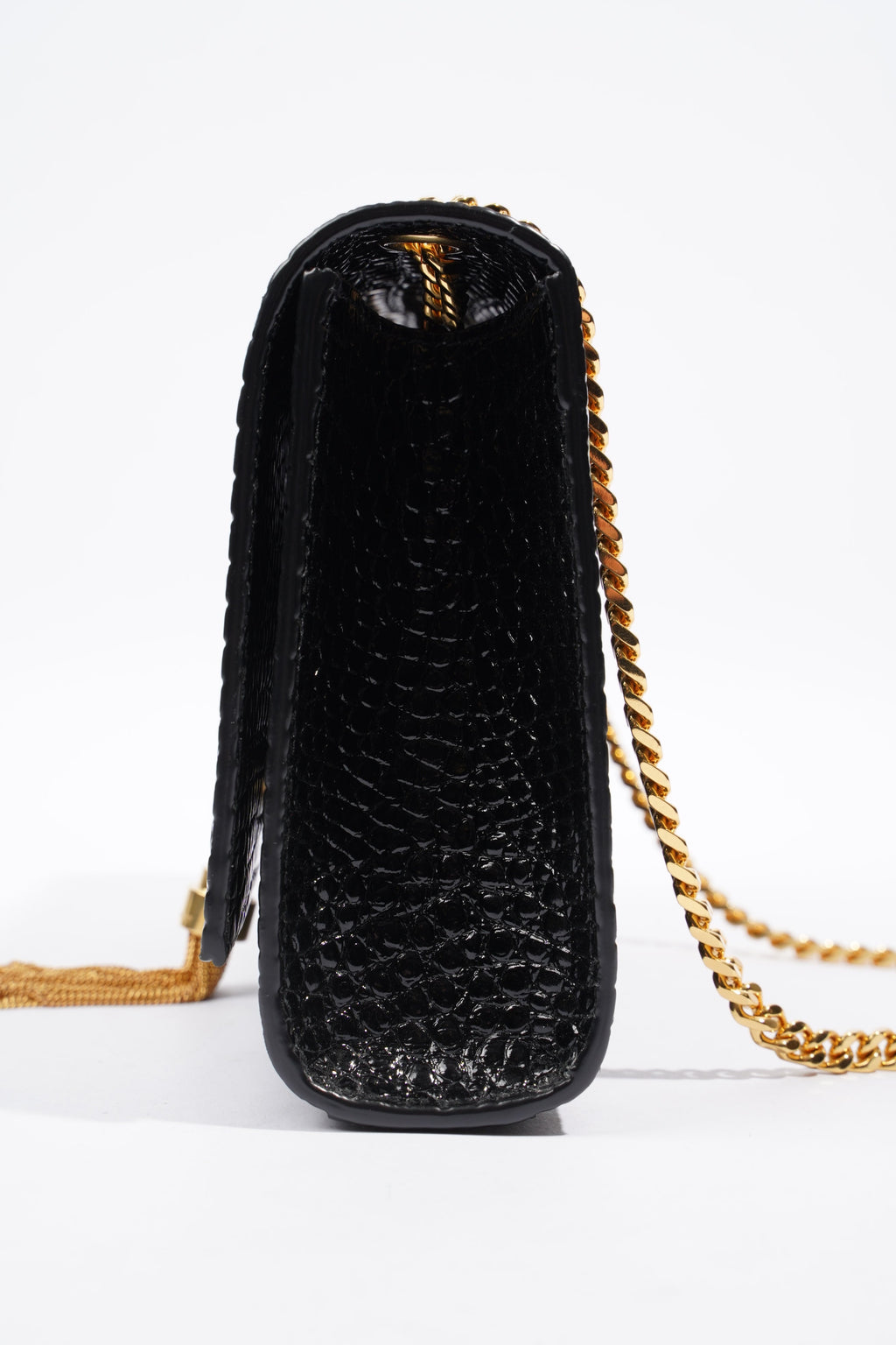 Saint Laurent Kate Tassel Bag Black Embossed Leather Medium