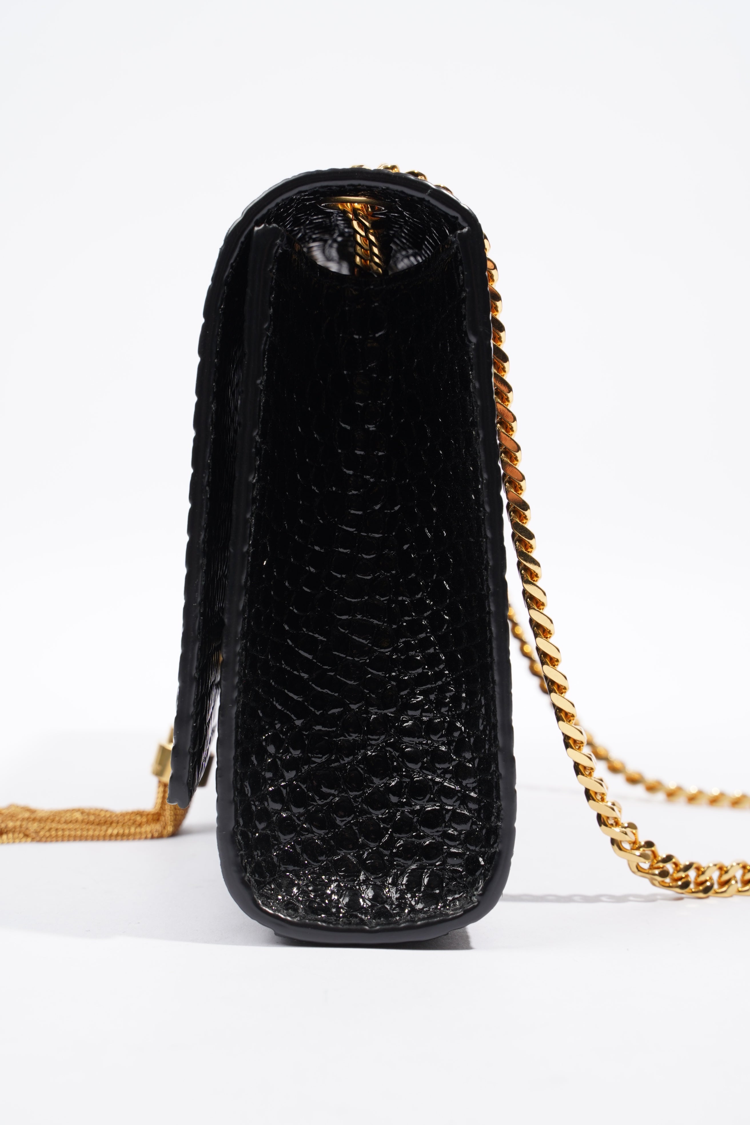 Saint Laurent Kate Tassel Bag Black Embossed Leather Medium