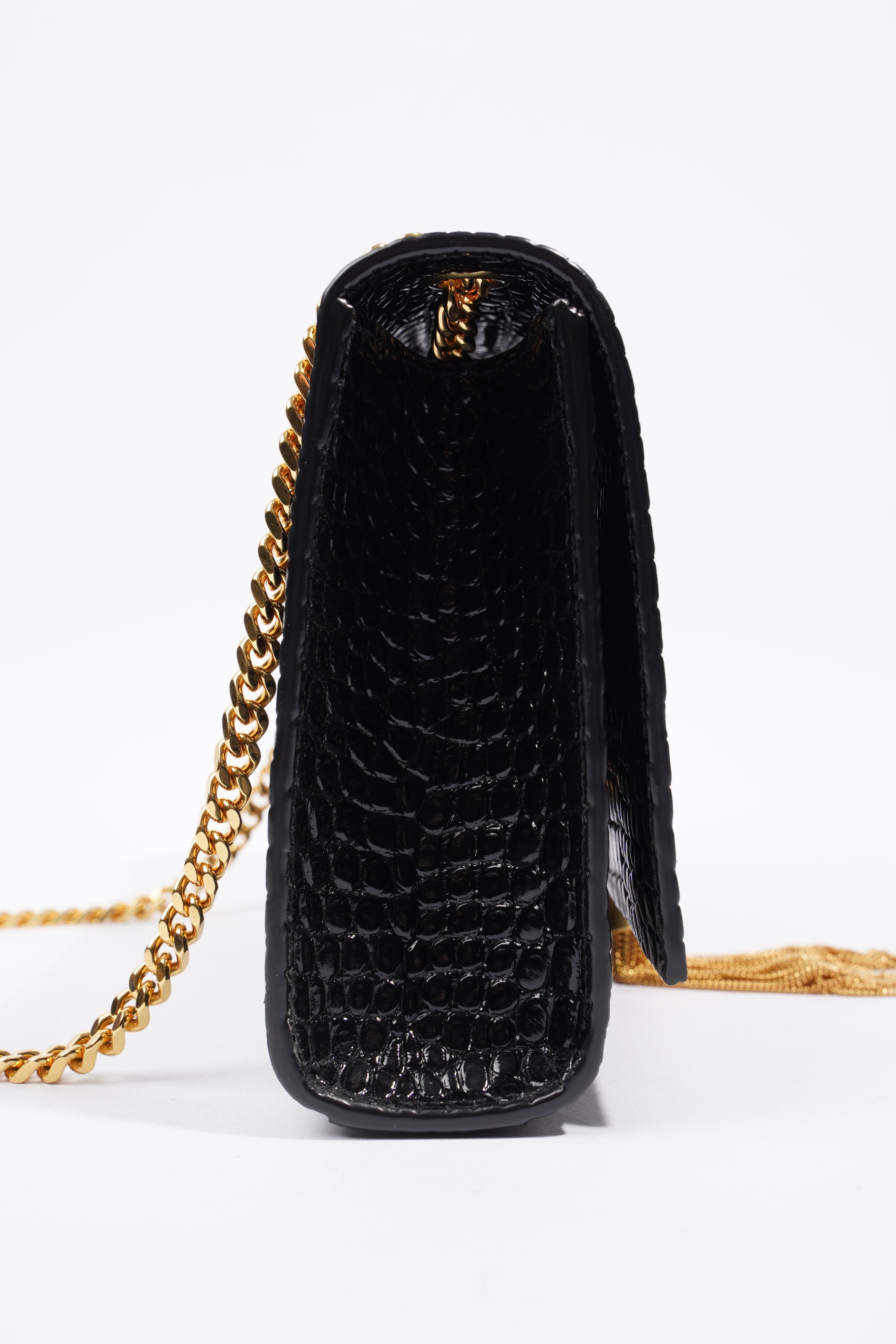 Saint Laurent Kate Tassel Bag Black Embossed Leather Medium