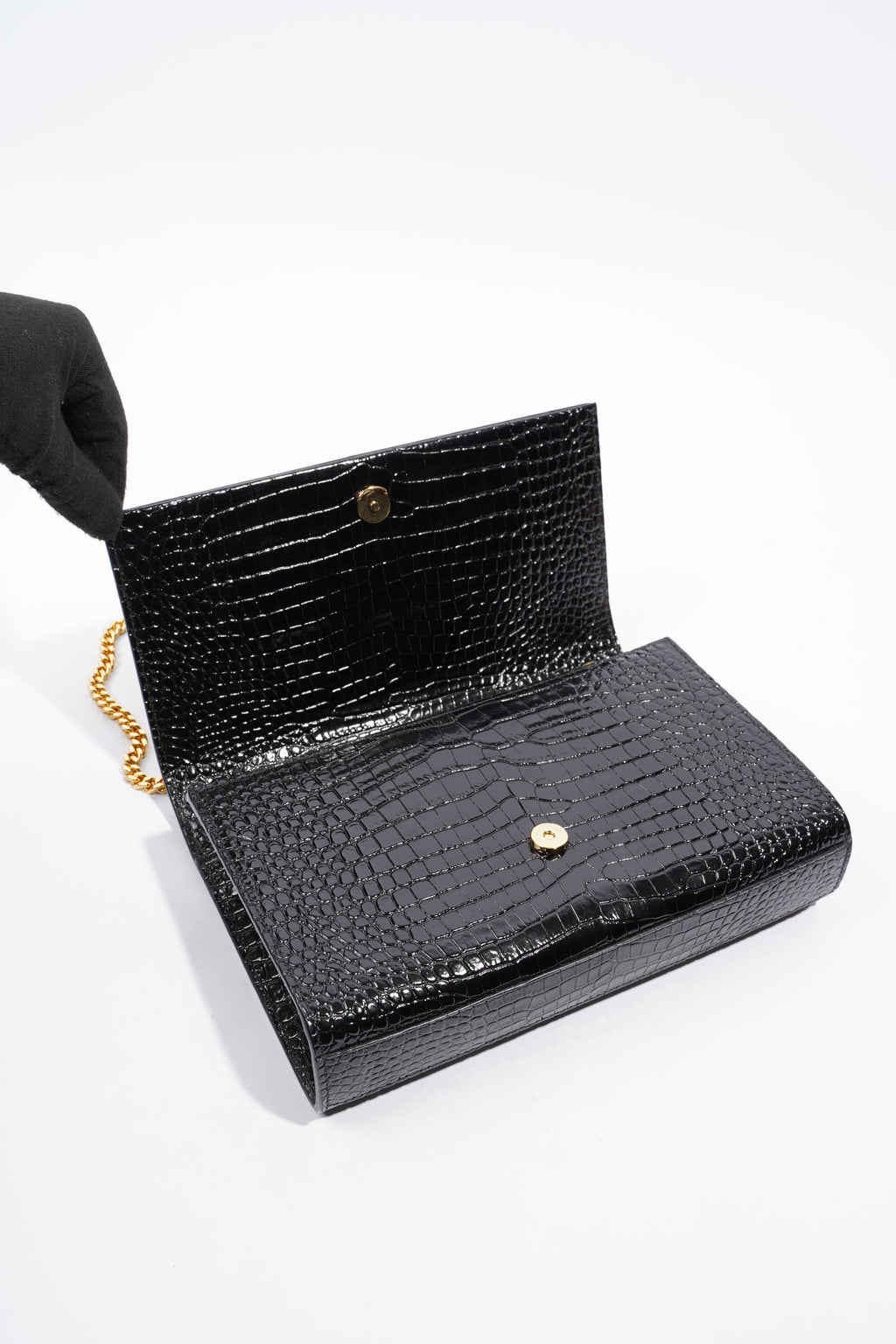 Saint Laurent Kate Tassel Bag Black Embossed Leather Medium