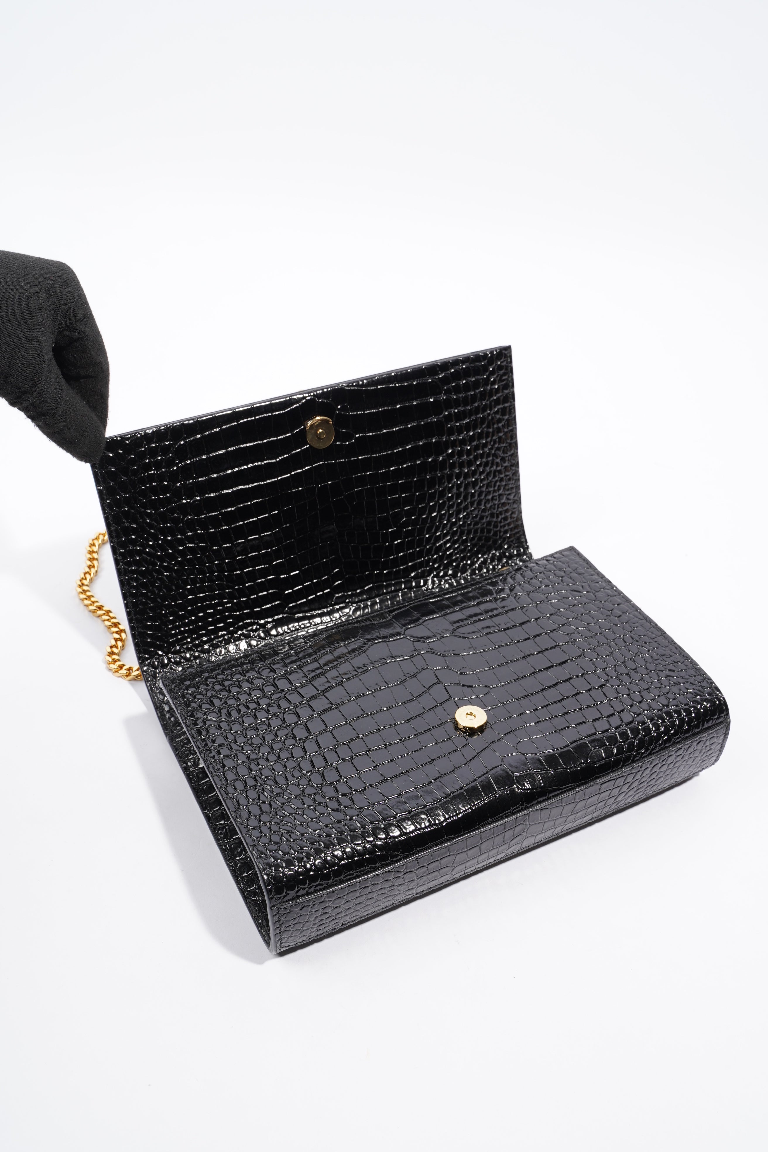 Saint Laurent Kate Tassel Bag Black Embossed Leather Medium