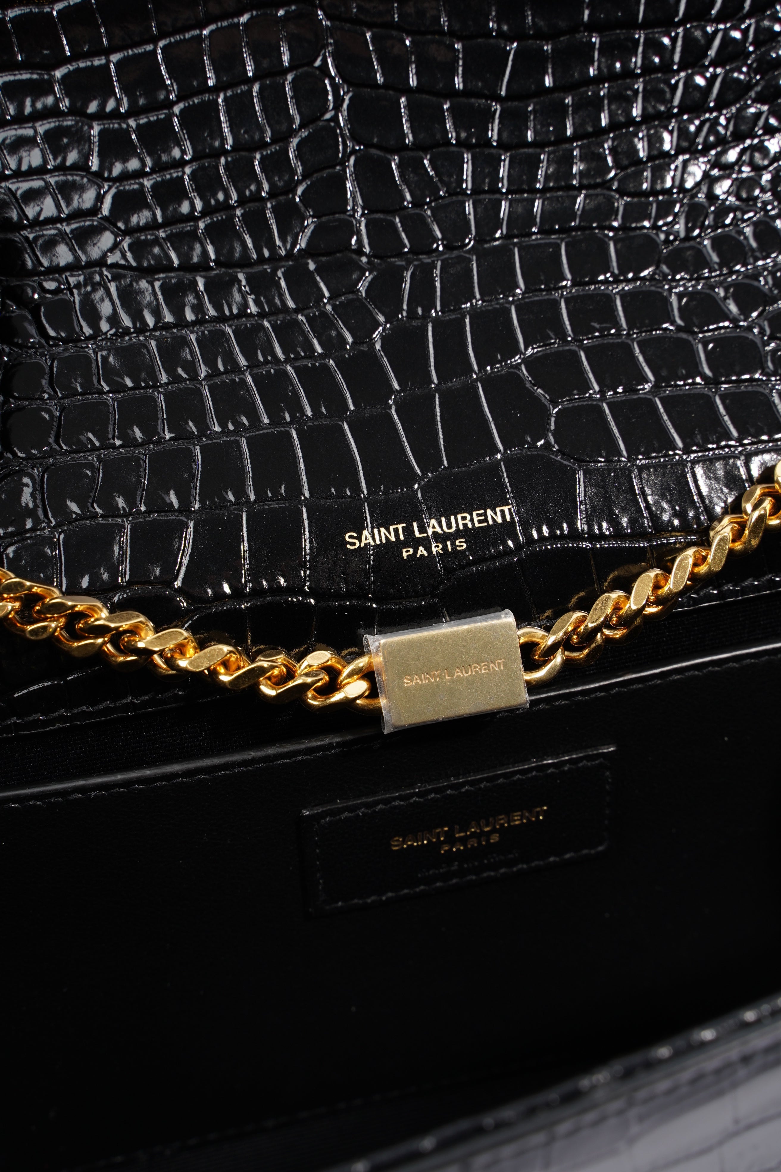 Saint Laurent Kate Tassel Bag Black Embossed Leather Medium