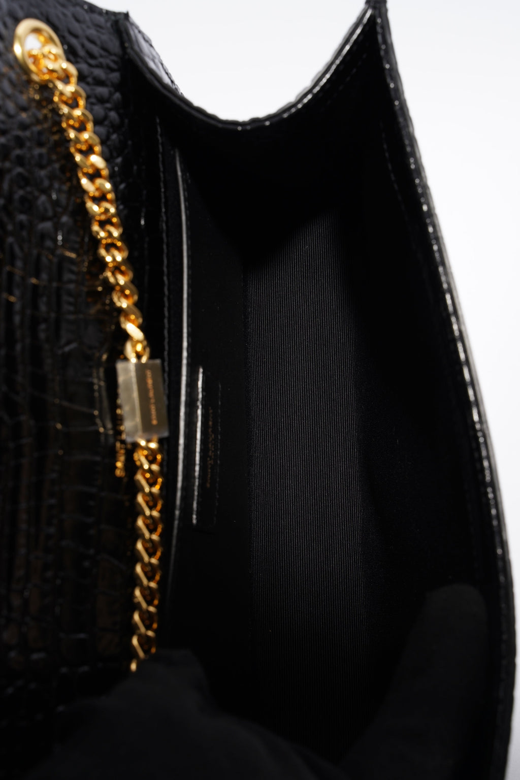Saint Laurent Kate Tassel Bag Black Embossed Leather Medium