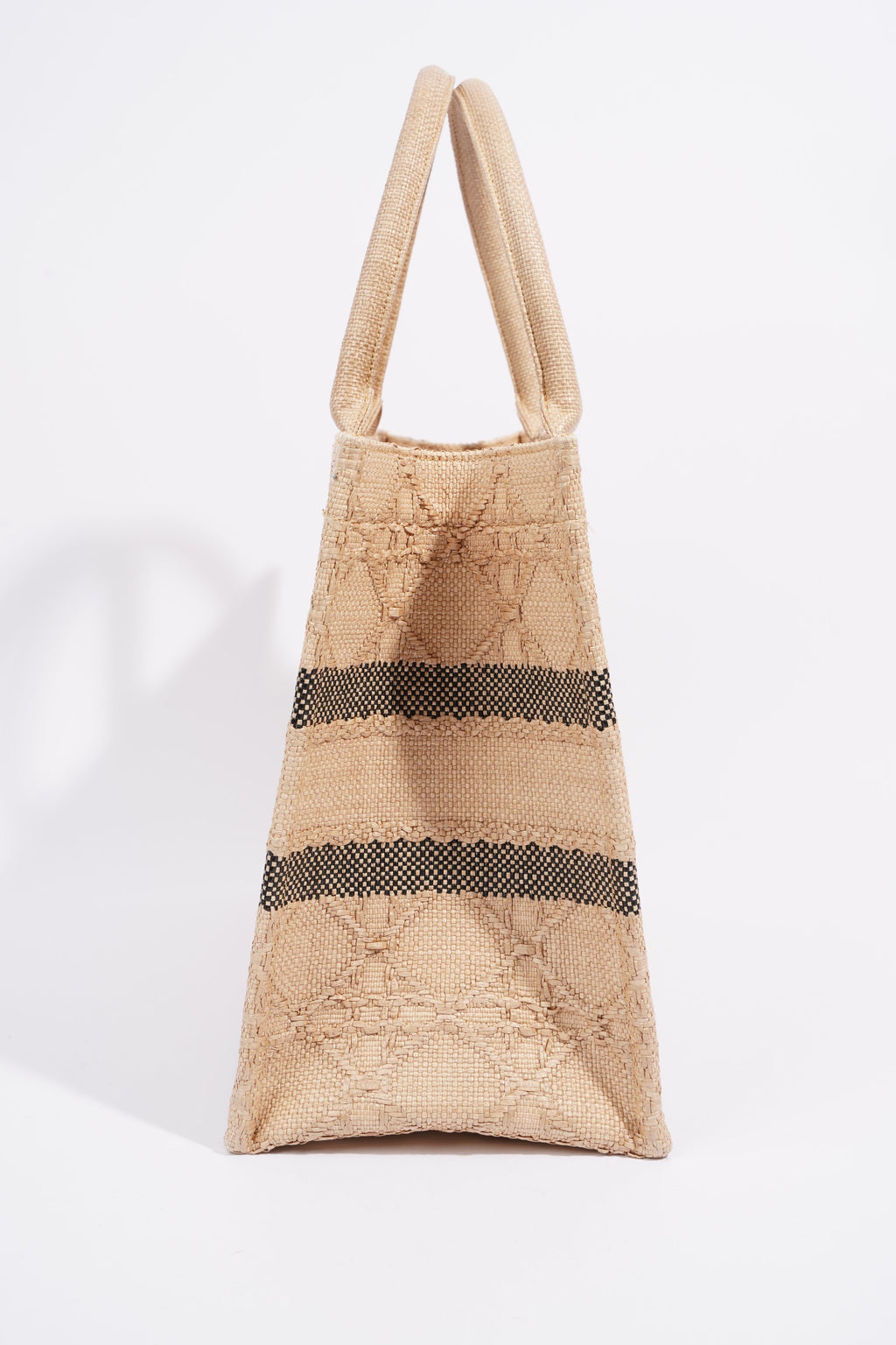 Christian Dior Book Tote Brown Canvas Raffia Medium