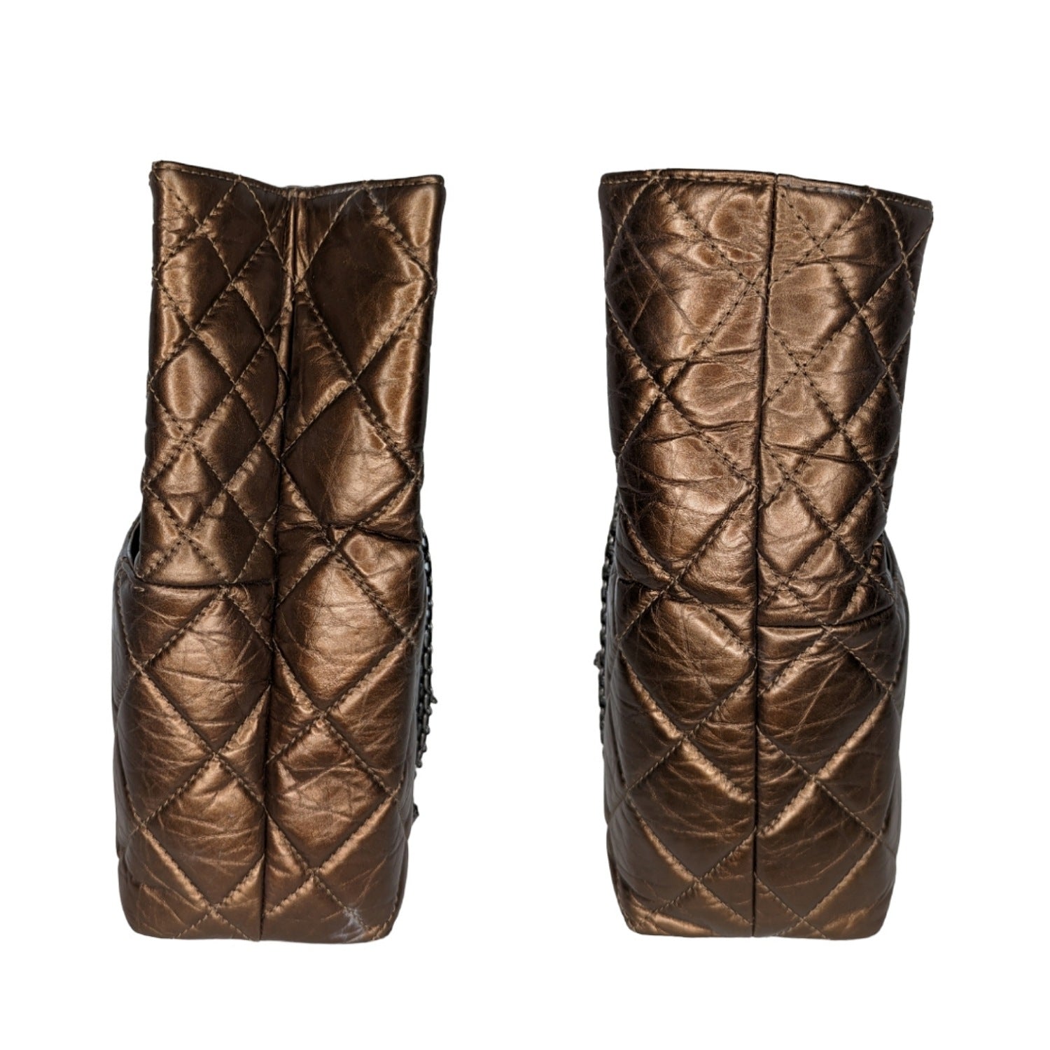 Chanel Metallic Aged Calfskin Quilted Reissue Tall Tote Bronze