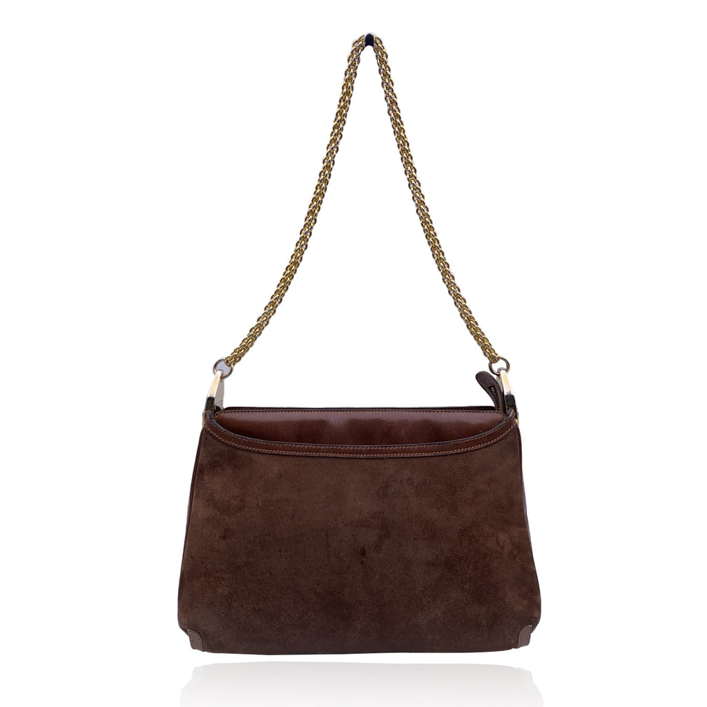 Gucci Vintage Brown Suede Shoulder Bag with Chain Strap